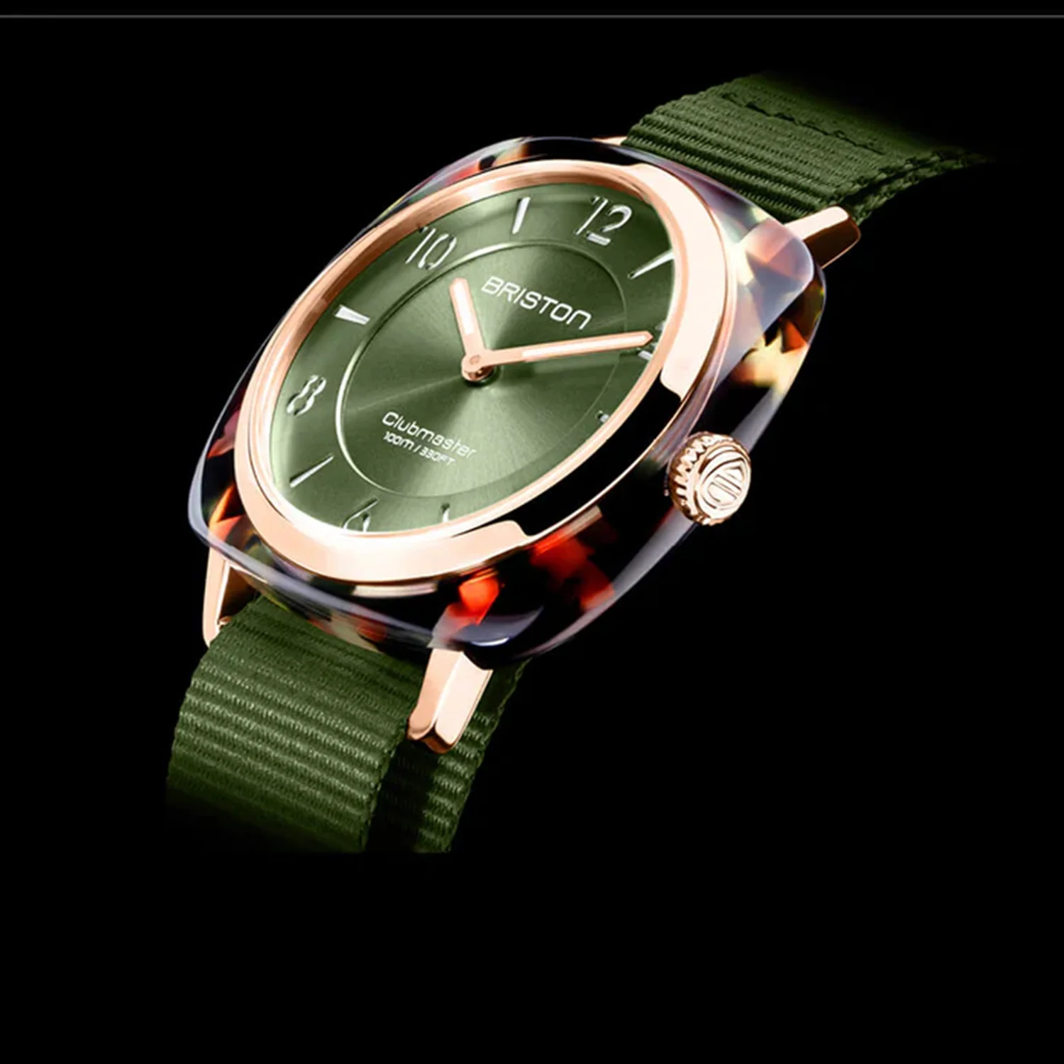 Clubmaster Chic Women Quartz Olive Green Dial Analog NATO Watch 21536.PRA.UG.26.NOL - Image 3
