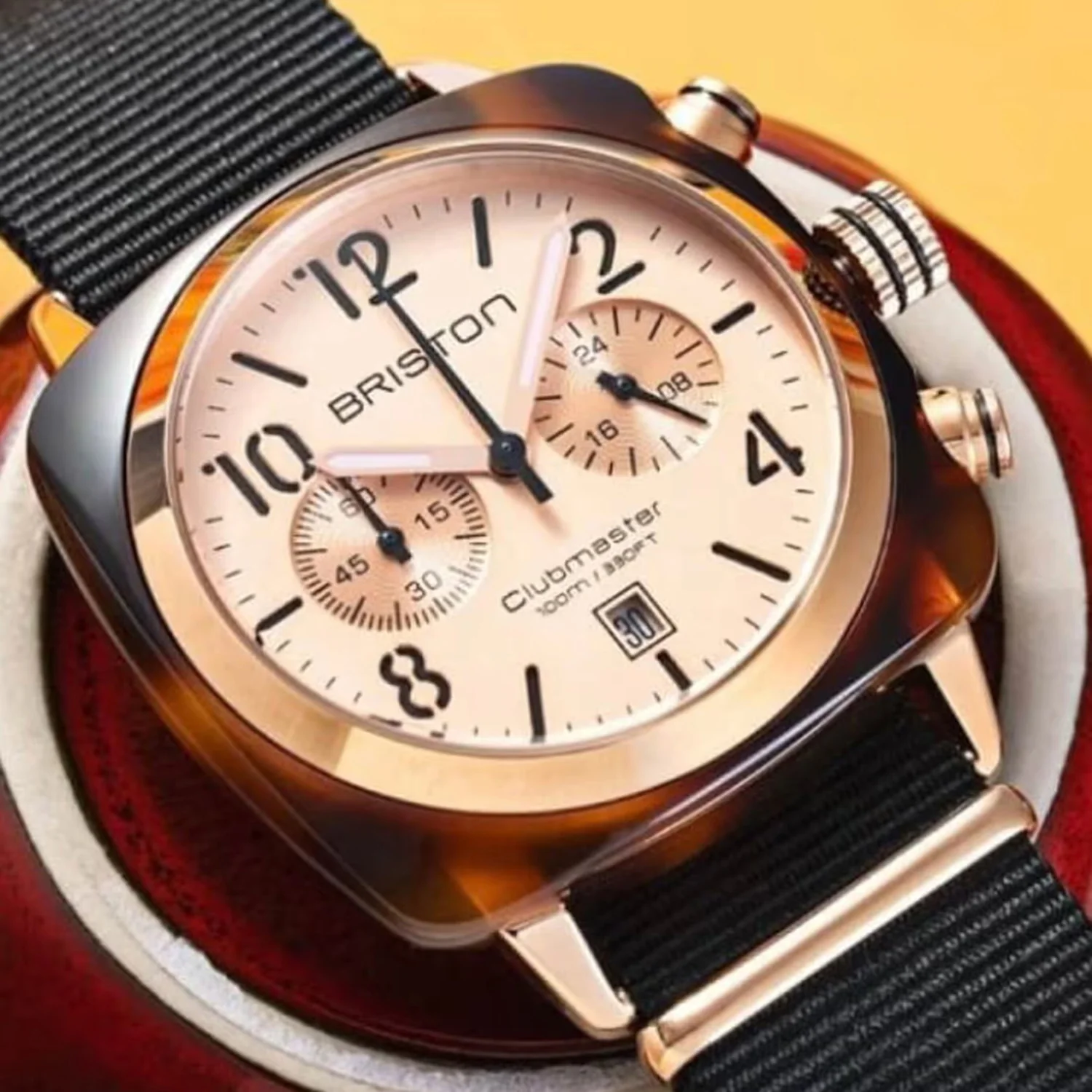 Clubmaster Classic Men Quartz Rose Gold Dial Chronograph NATO Watch 14140.PRA.T.6.NB - Image 3