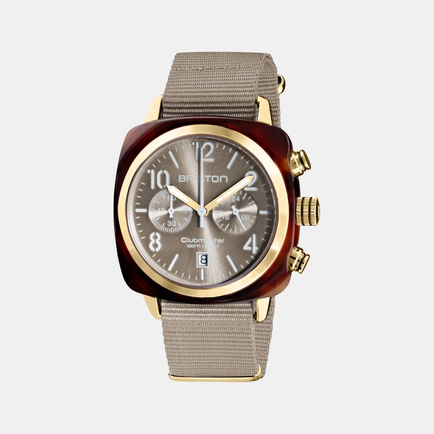 Clubmaster Classic Unisex Quartz Taupe Dial Chronograph NATO Watch 19140.PYA.T.30.NT