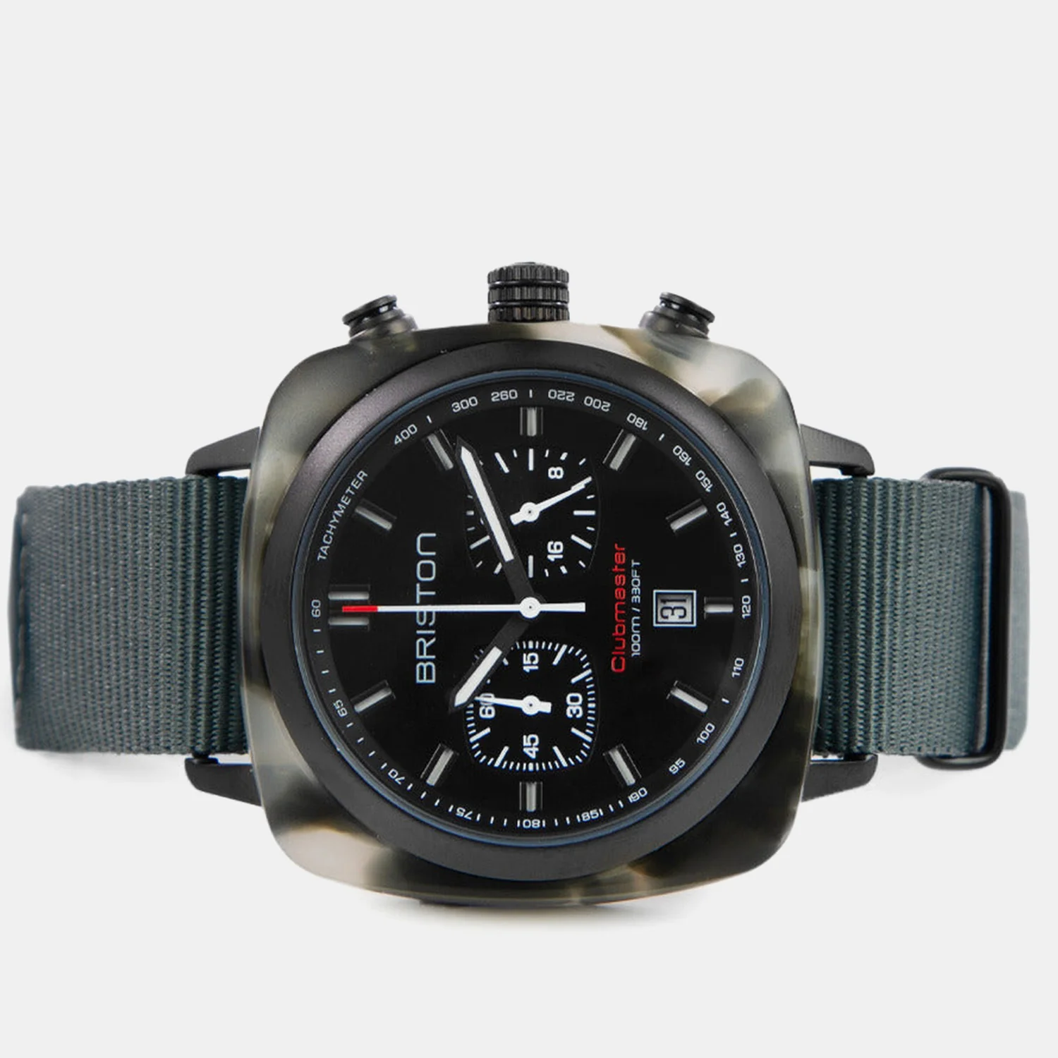 Clubmaster Sport Men Quartz Matt Black Dial Chronograph NATO Watch 18142.PBAM.GTS.3.NG - Image 2