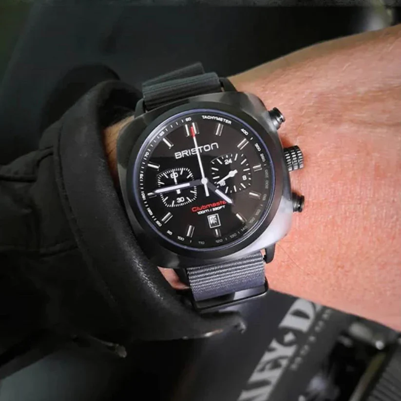 Clubmaster Sport Men Quartz Matt Black Dial Chronograph NATO Watch 18142.PBAM.GTS.3.NG - Image 5