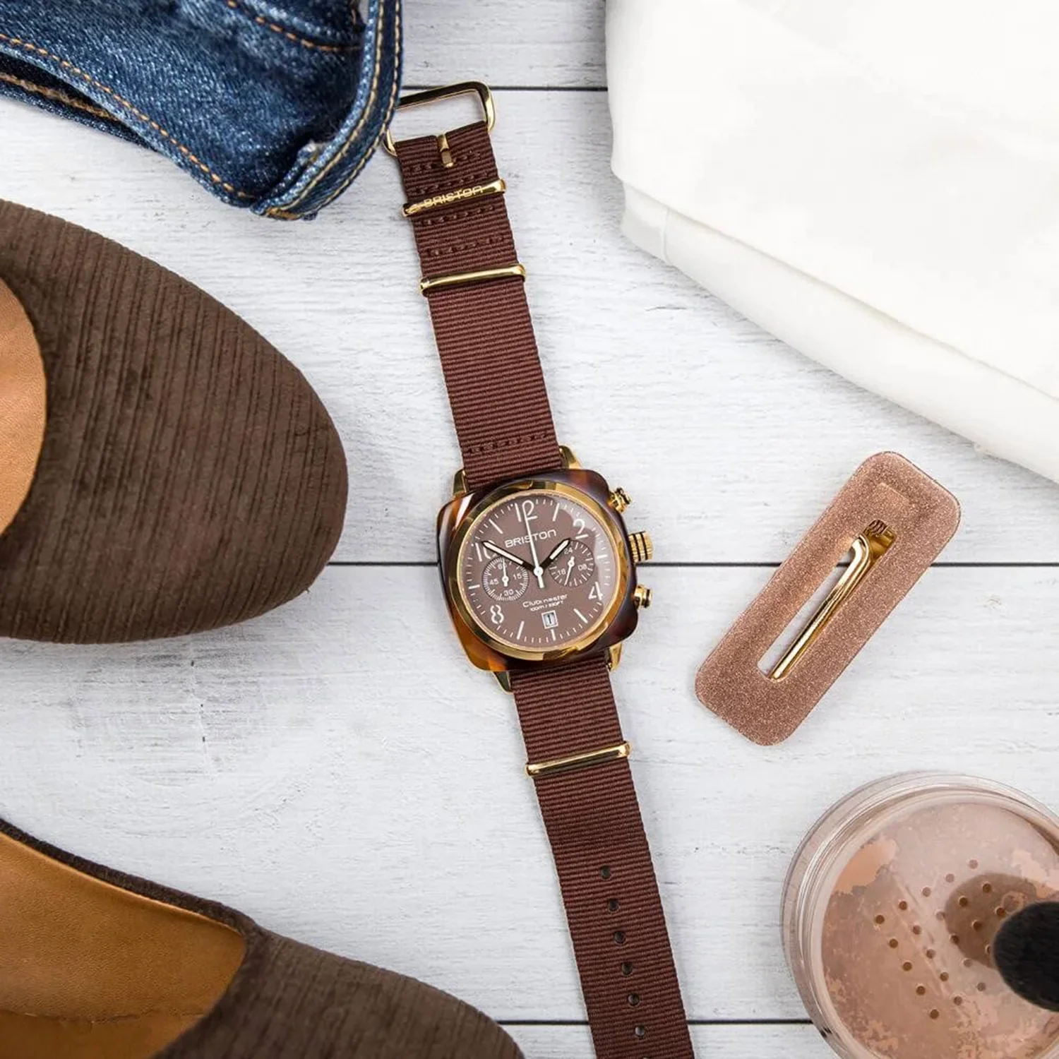 Clubmaster Classic Men Quartz Brown Dial Chronograph NATO Watch 20140.PYAT.37.NTCH - Image 4