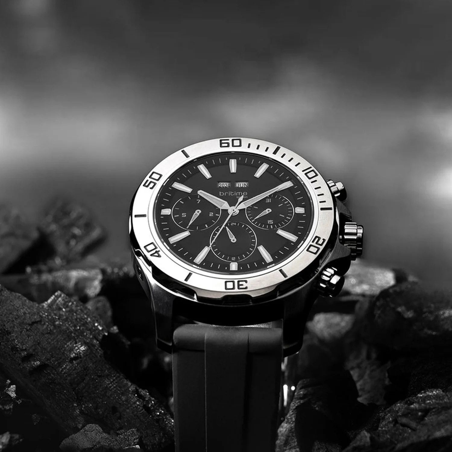 Equinox Men Automatic Black Dial Chronograph Leather Watch 562-P10406 - Image 5