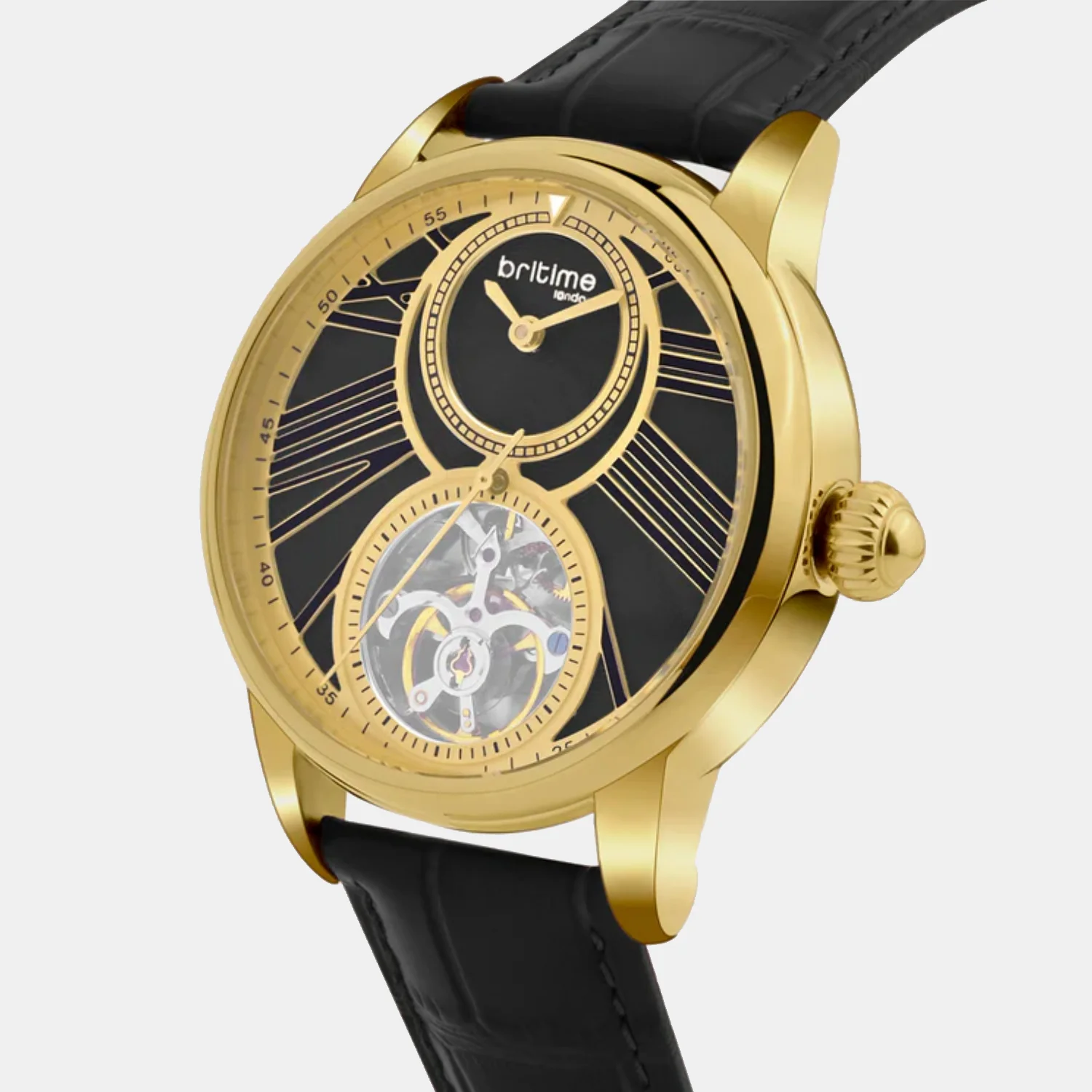 Men Automatic Black Dial Analog Leather Watch 675-L20406 - Image 3