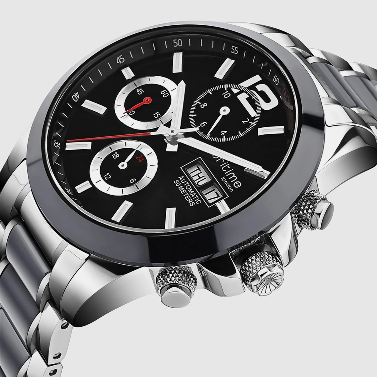 Men Automatic Black Dial Analog Stainless Steel Watch 746-M10401 - Image 4