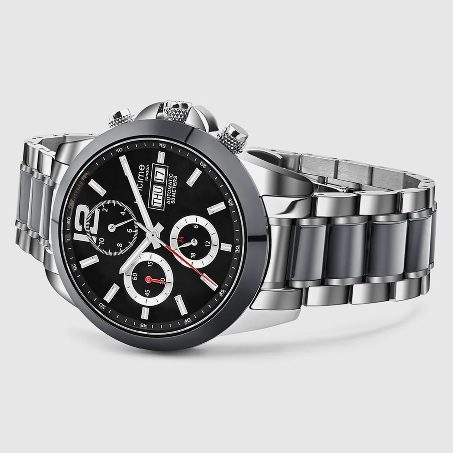 Men Automatic Black Dial Analog Stainless Steel Watch 746-M10401 - Image 5
