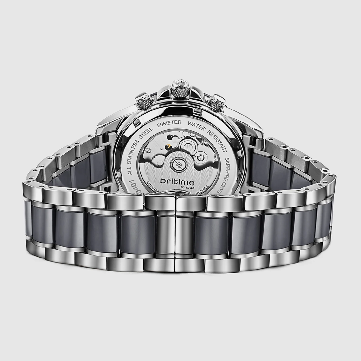 Men Automatic Black Dial Analog Stainless Steel Watch 746-M10401 - Image 9