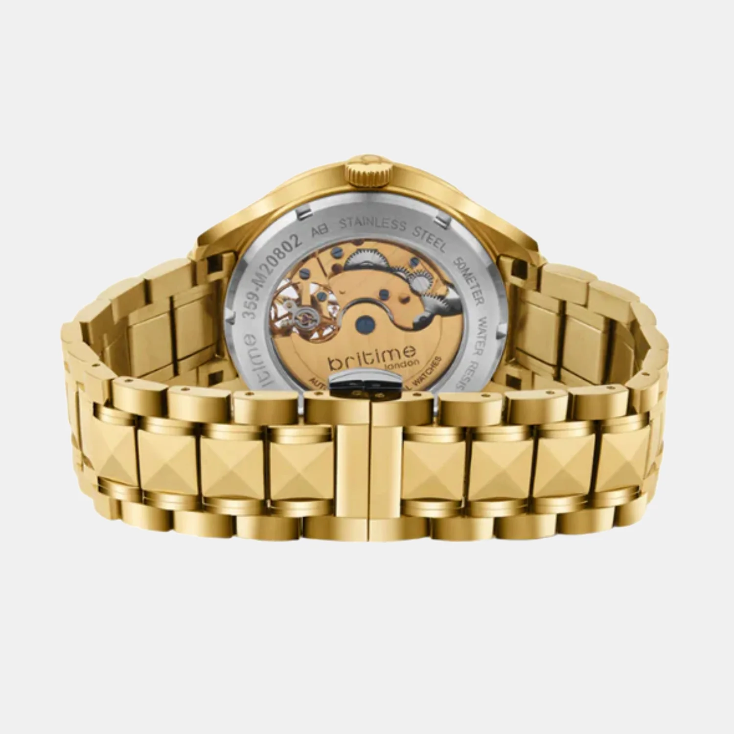 Men Automatic Gold Dial Analog Stainless Steel Watch 359-M20802 - Image 5