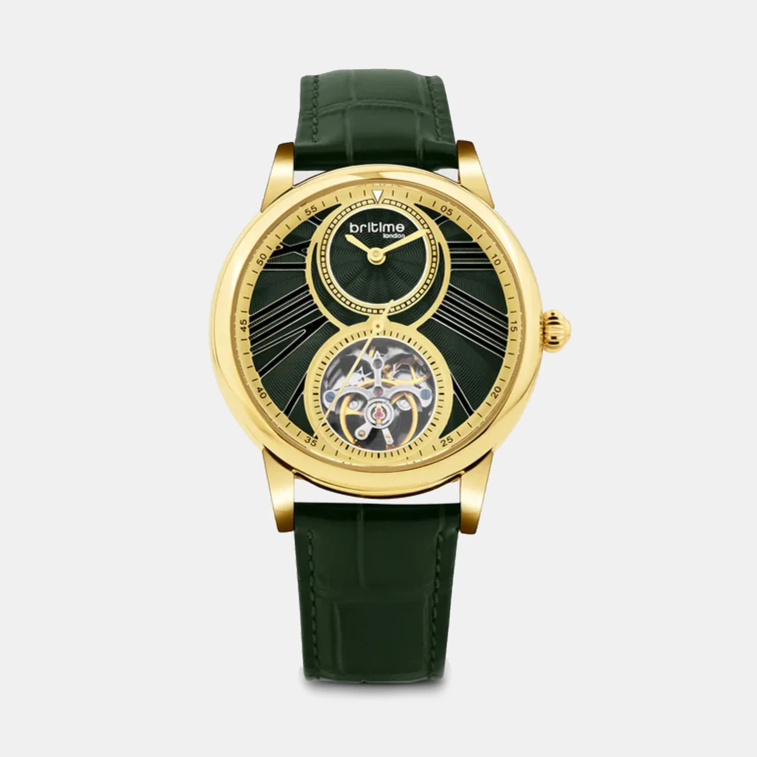 Men Automatic Green Dial Analog Leather Watch 675-L31412 - Image 2