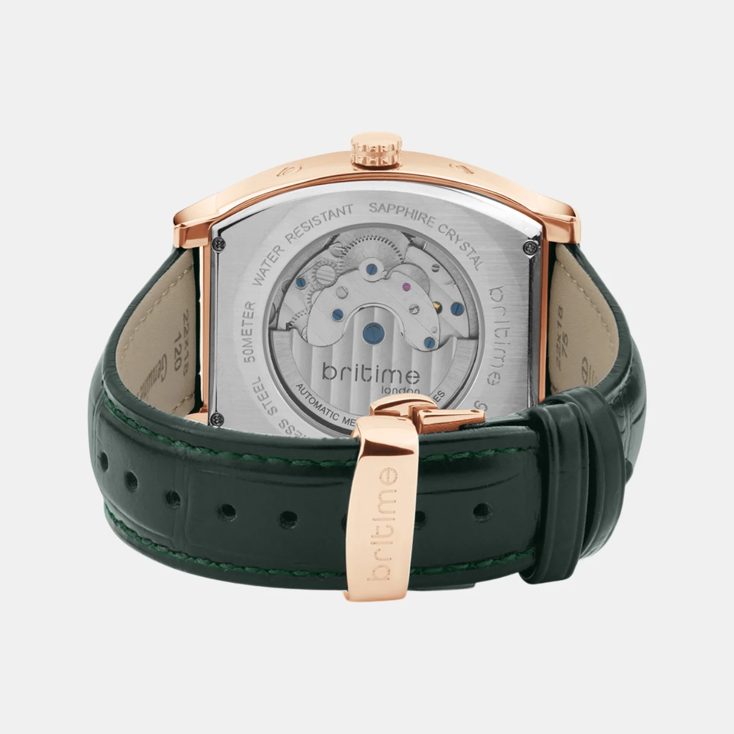 Men Automatic Green Dial Analog Leather Watch 985-L31412 - Image 10