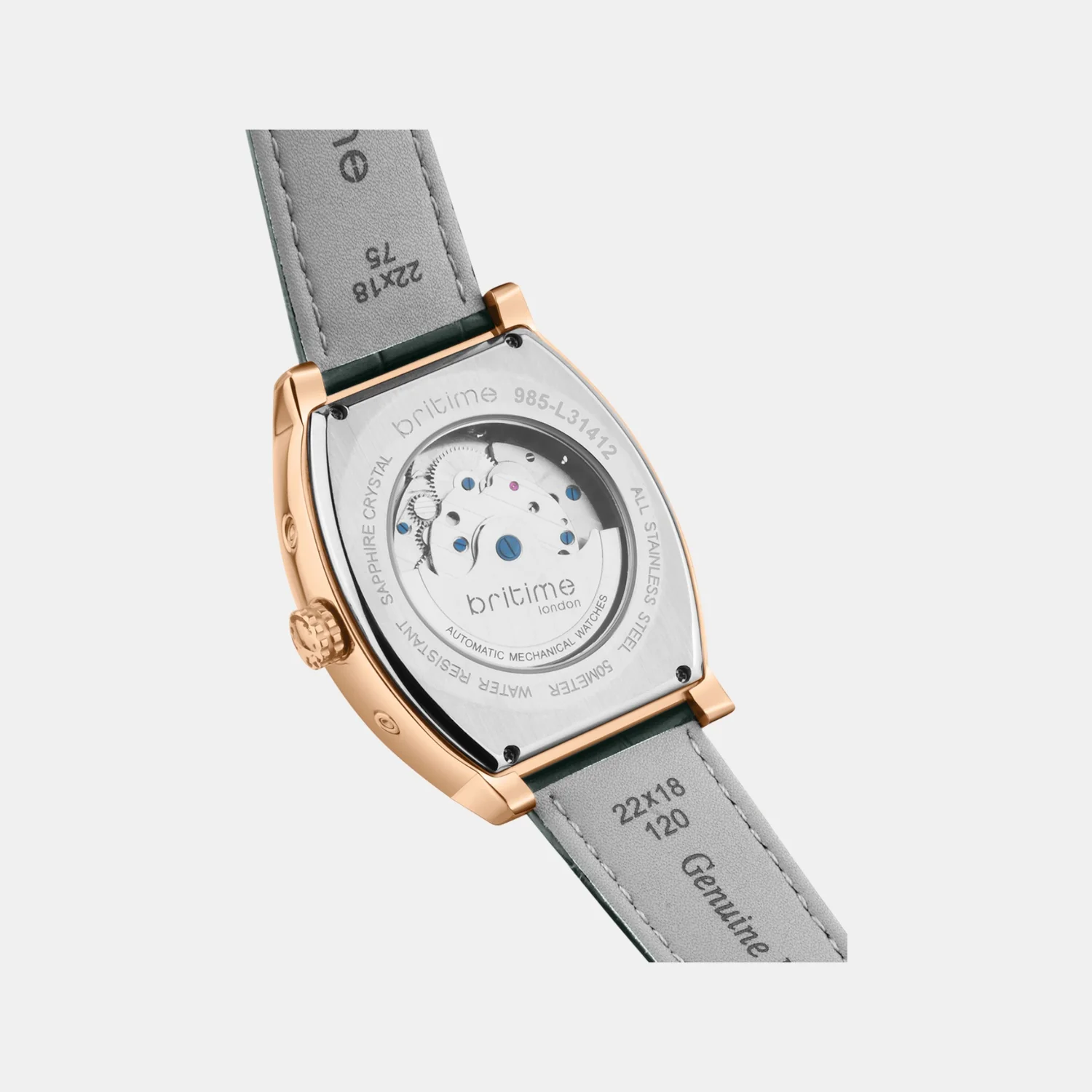 Men Automatic Green Dial Analog Leather Watch 985-L31412 - Image 8