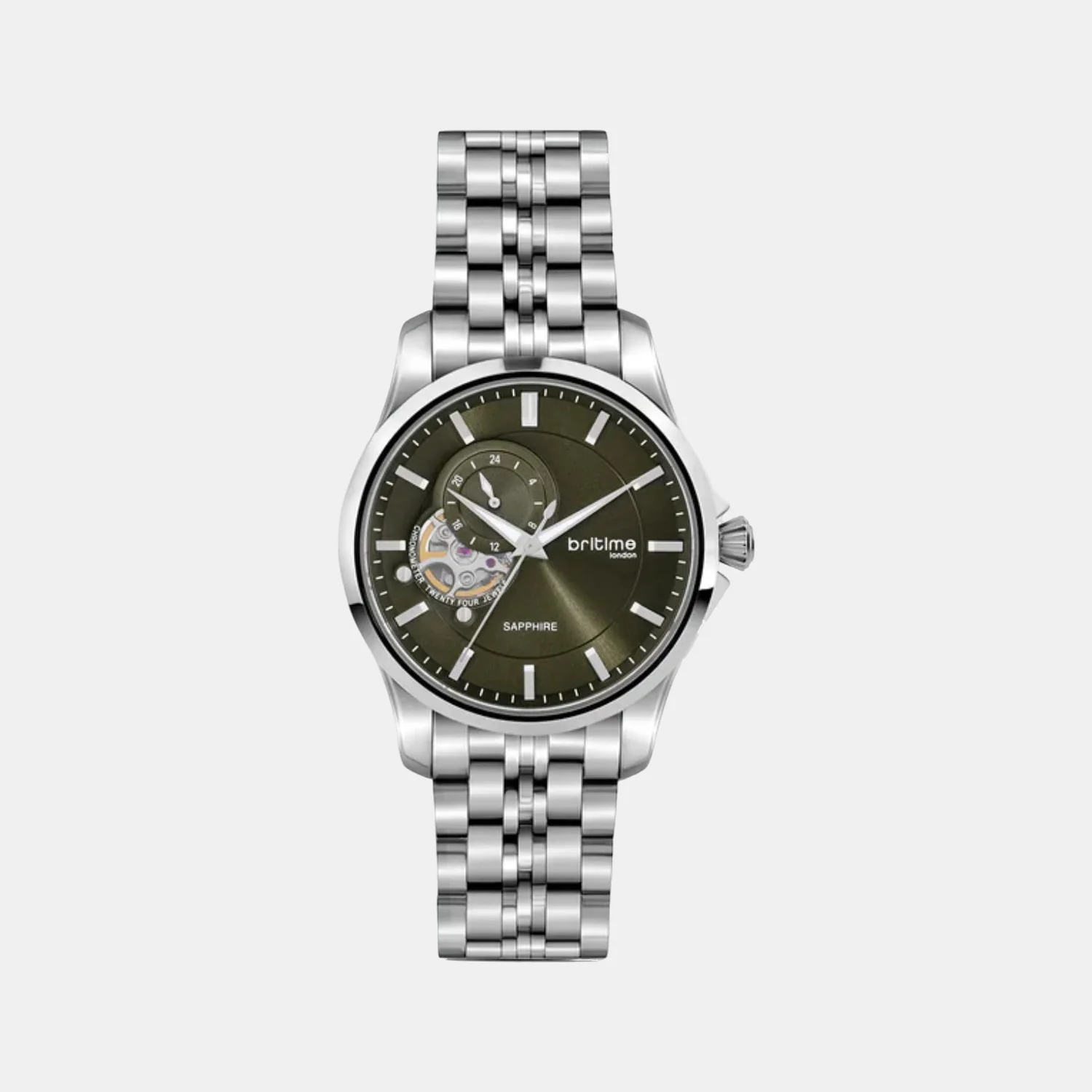 Men Automatic Green Dial Analog Metal Watch 166-M11801