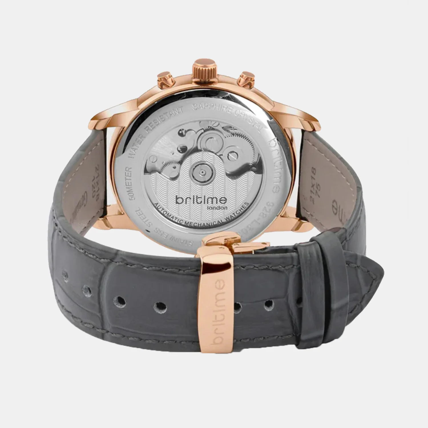 Men Automatic Grey Dial Analog Leather Watch 928-L31509 - Image 5
