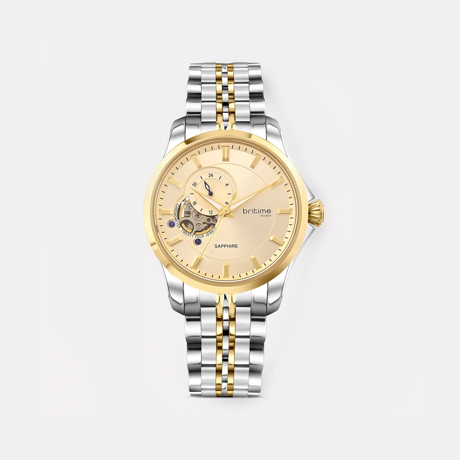 Men Automatic Gold Dial Multi-Function Metal Watch 166-M20904