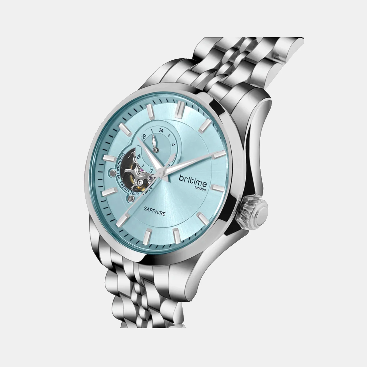 Men Automatic Sea Blue Dial Analog Metal Watch 166-M11701 - Image 3