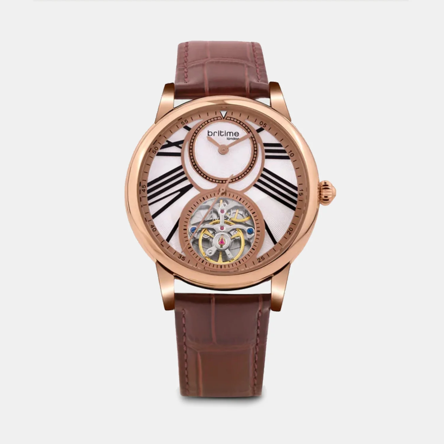 Men Automatic Silver Dial Analog Leather Watch 675-L30308 - Image 2