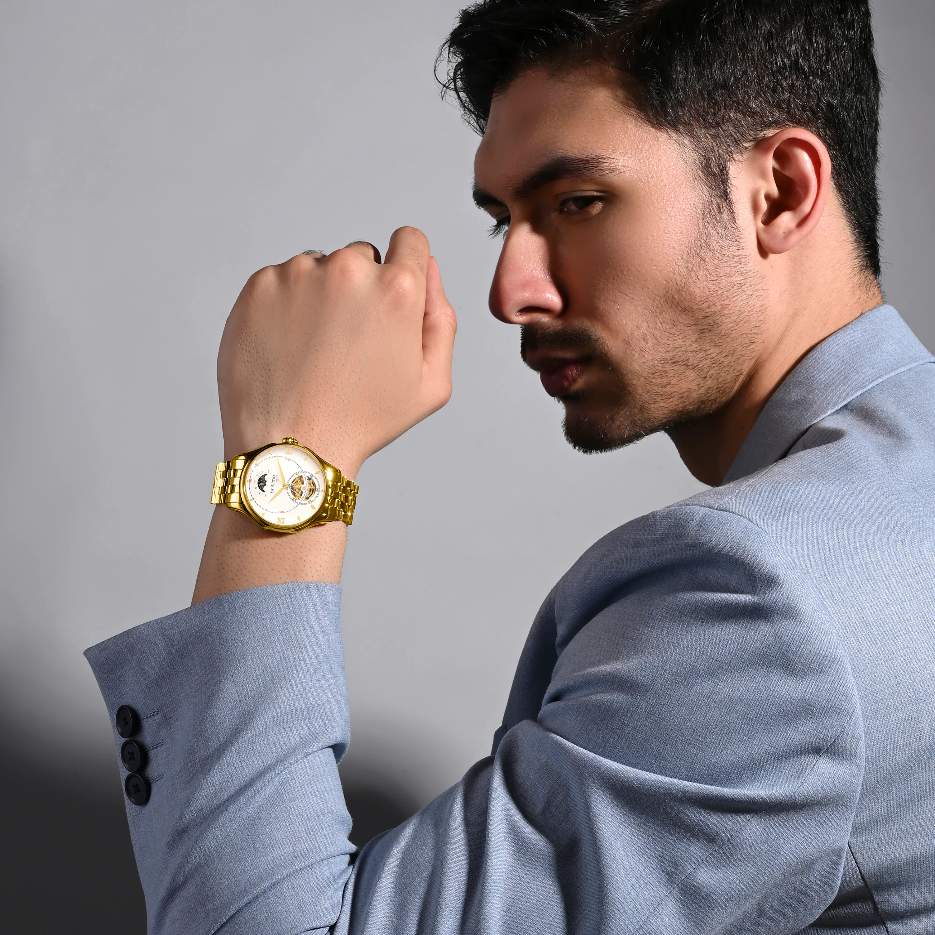Men Automatic Silver Dial Analog Metal Watch 479-M20202 - Image 7