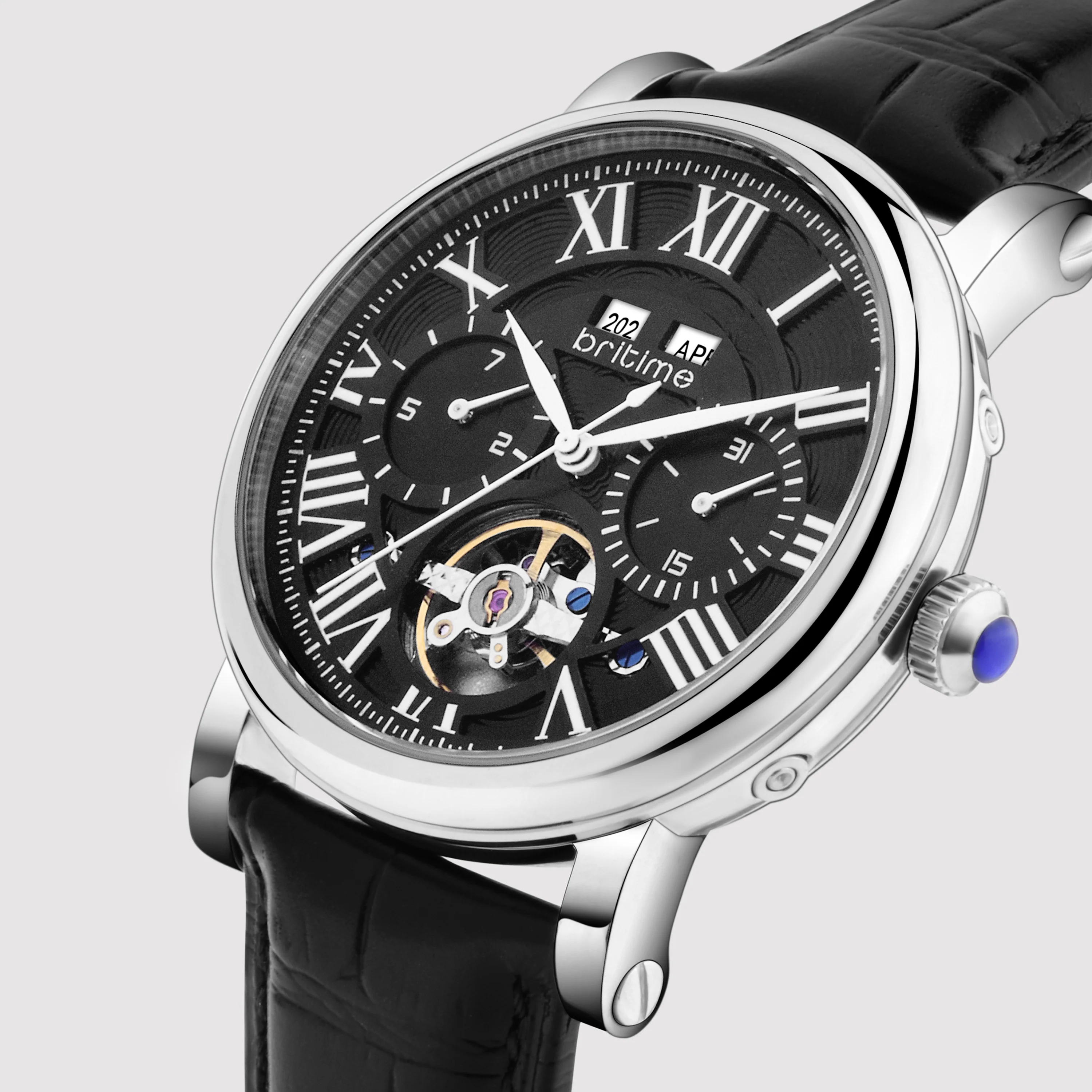 Motion Men Automatic Black Dial Multi-Function Leather Watch 323-L10406 - Image 3