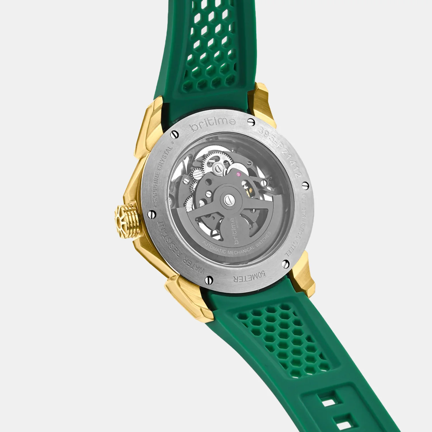 Quantum Men Automatic Green Dial Analog Silicone Watch 395-P21412 - Image 5