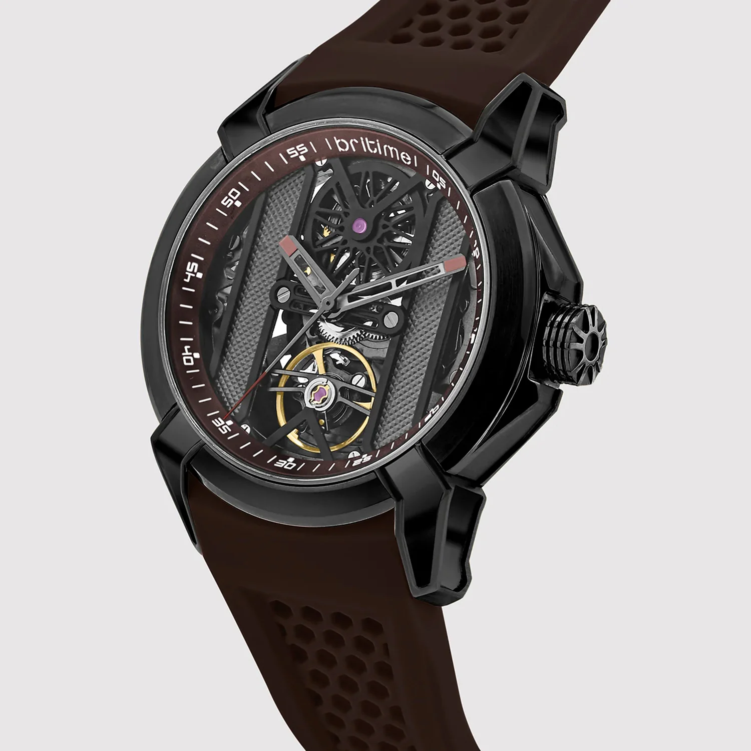 Quantum Men Automatic Maroon Dial Analog Silicone Watch 395-P81515 - Image 2