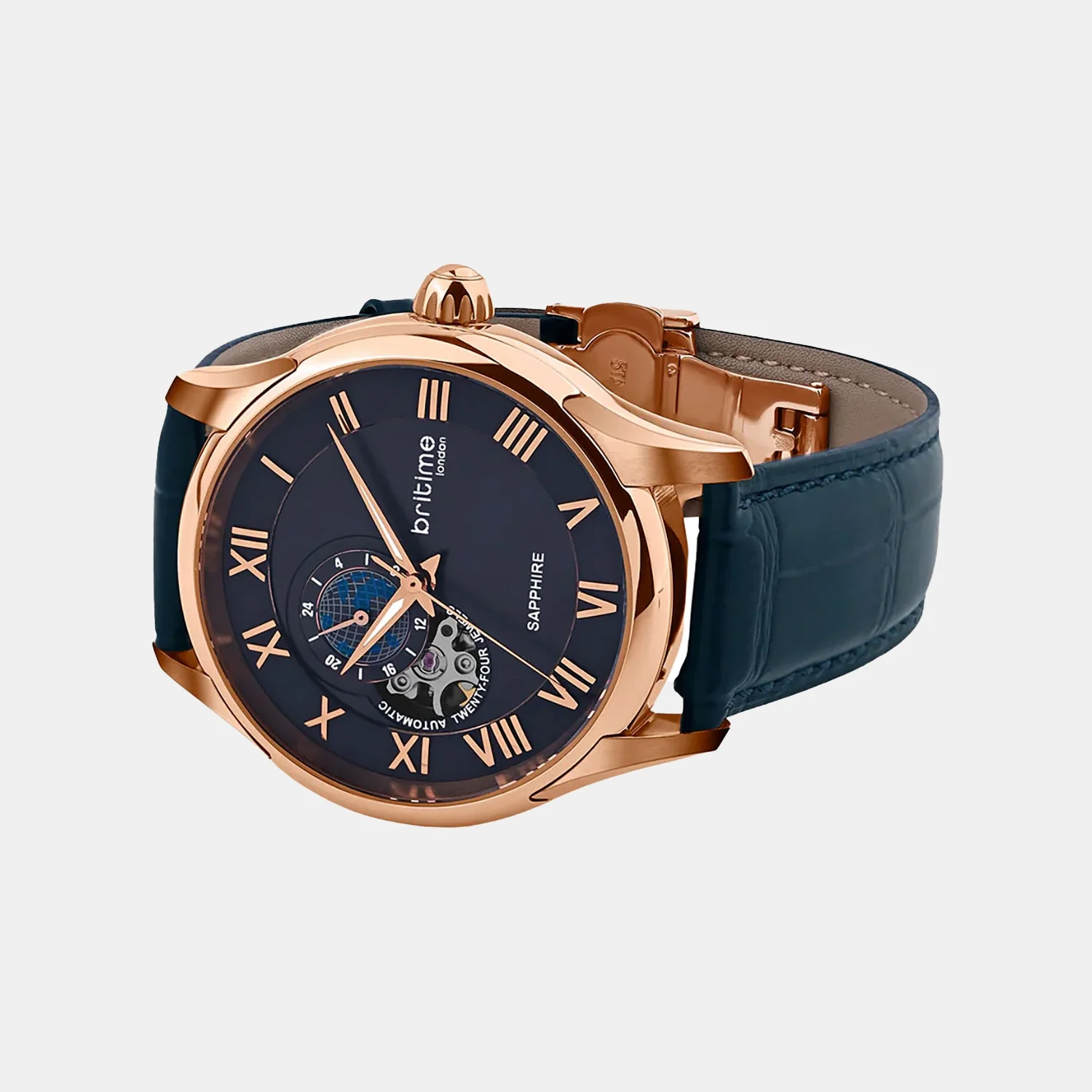 Spiral Men Automatic Blue Dial Multi-Function Leather Watch 318-L30507 - Image 4