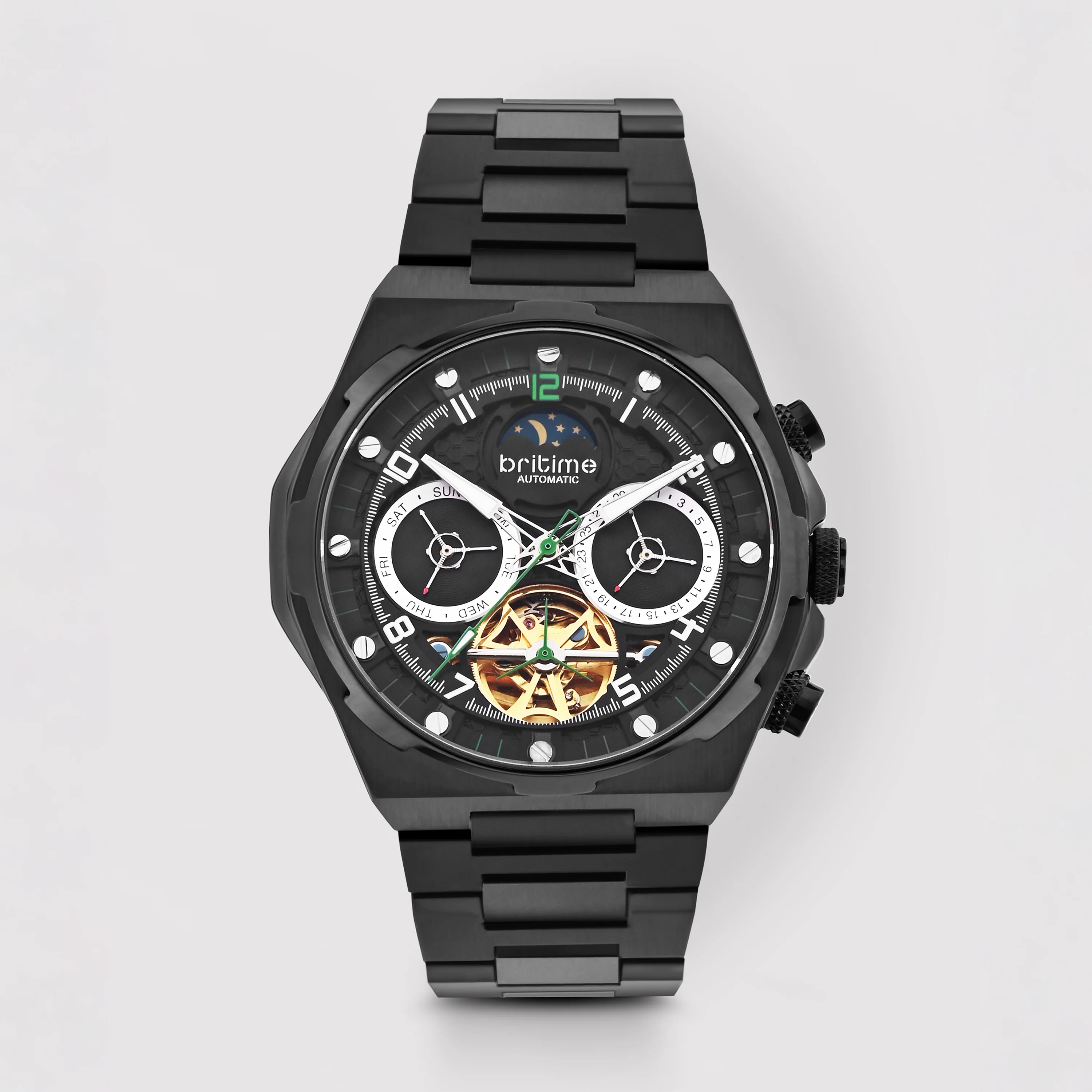 Taurus Men Automatic Black Dial Multi-Function Metal Watch 489-M40406 - Image 2