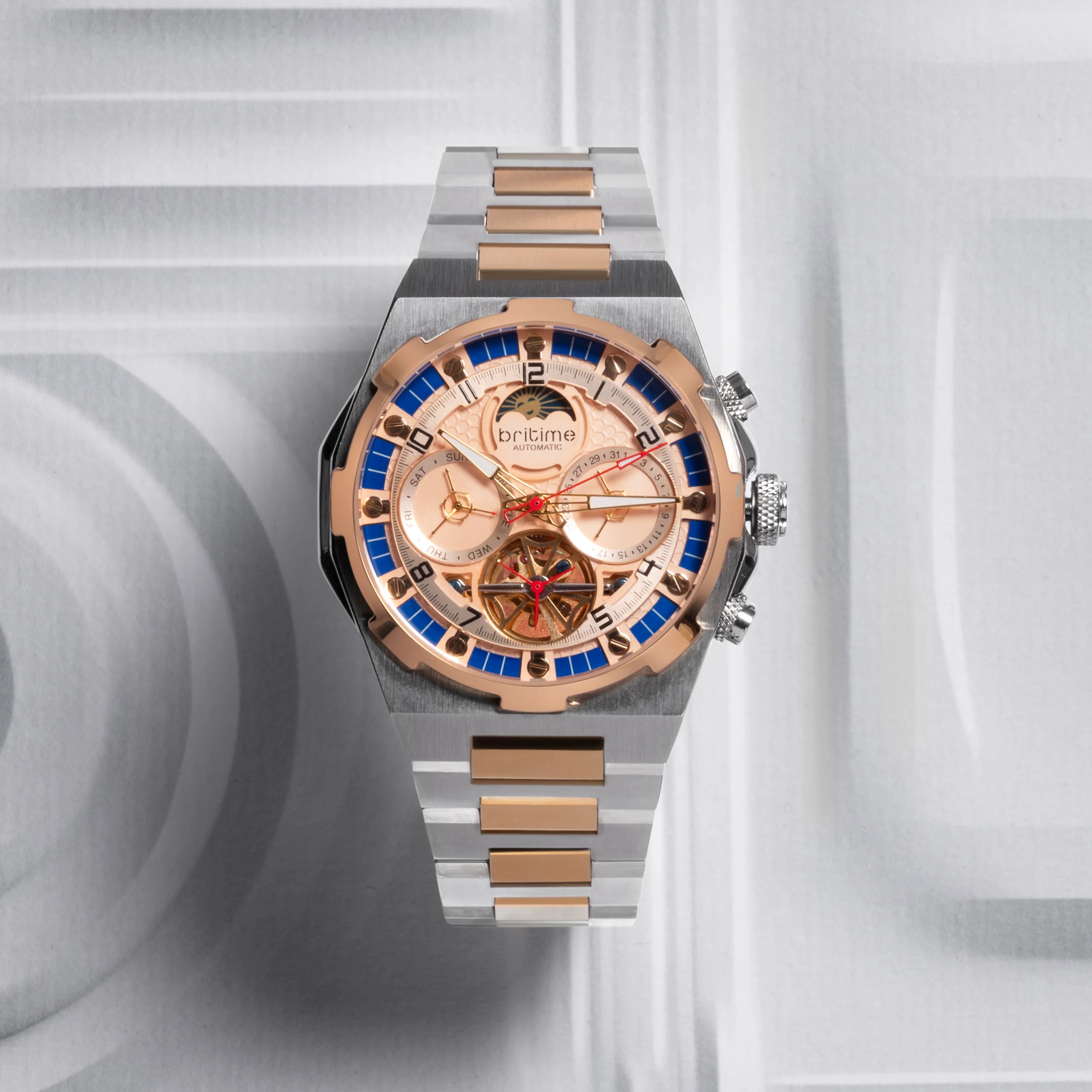 Taurus Men Automatic Rose Gold Dial Multi-Function Metal Watch 489-M30705 - Image 3