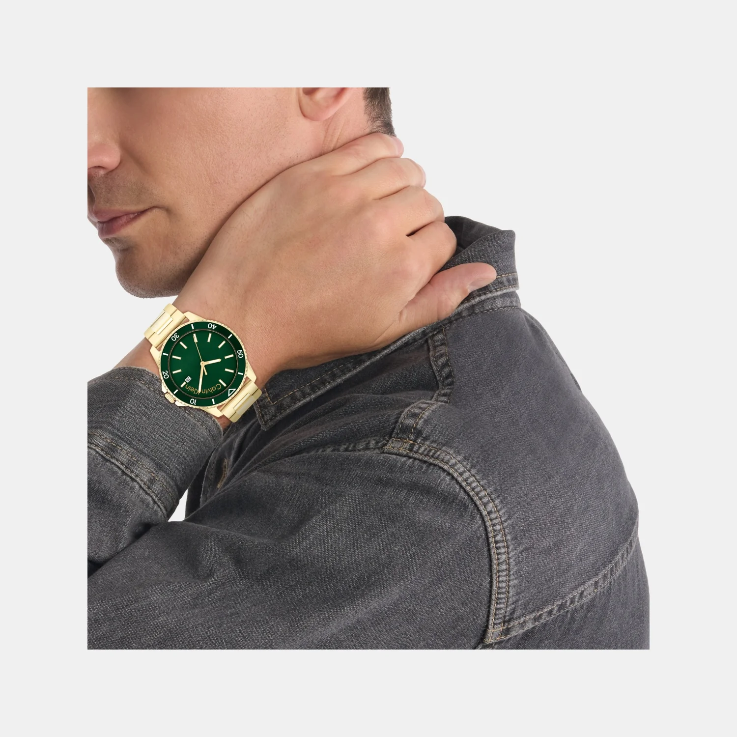 Aqueous Men Quartz Green Dial Analog Stainless Steel Watch 25200383 - Image 5