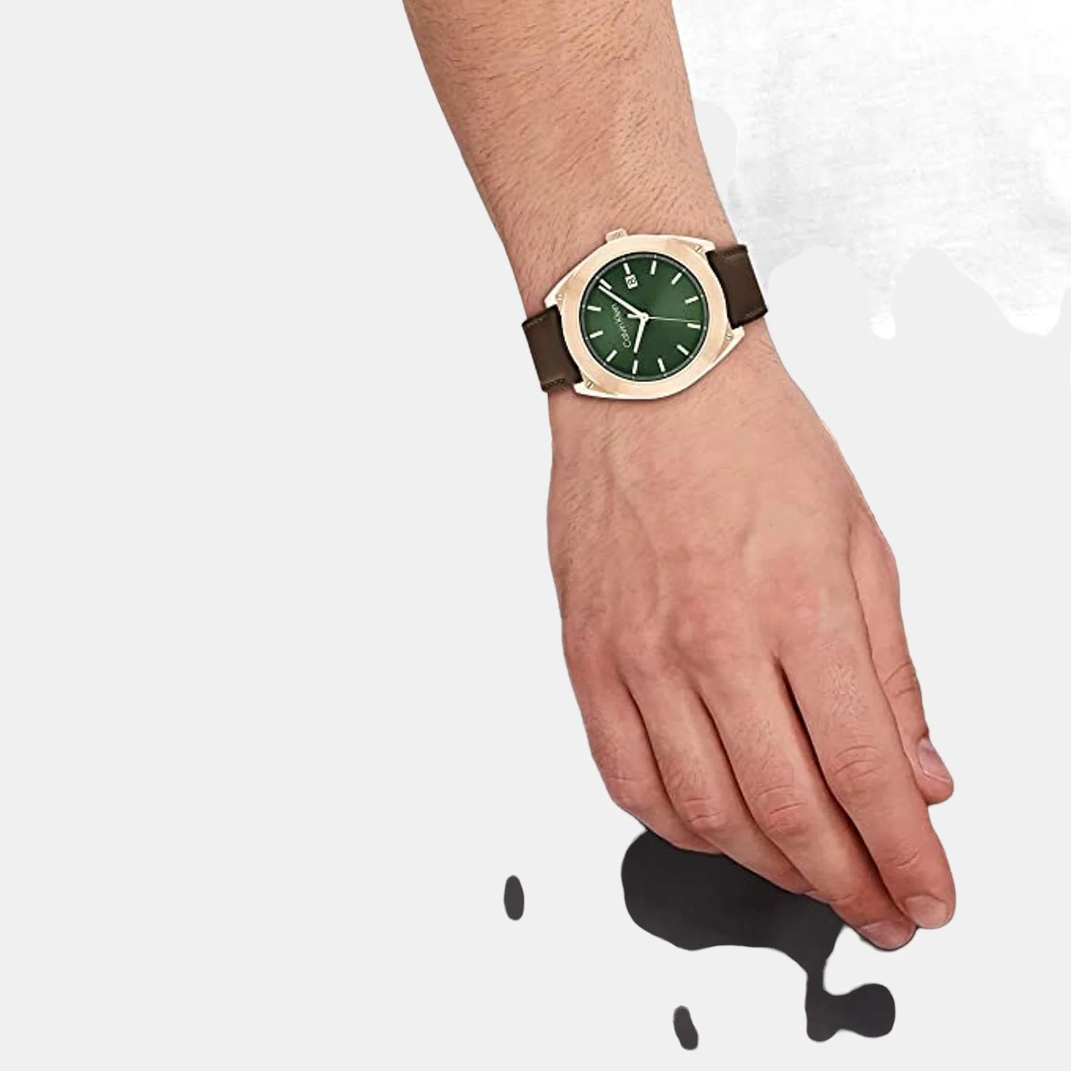 Casual Essentials Men Quartz Green Dial Analog Leather Watch 25200202 - Image 4