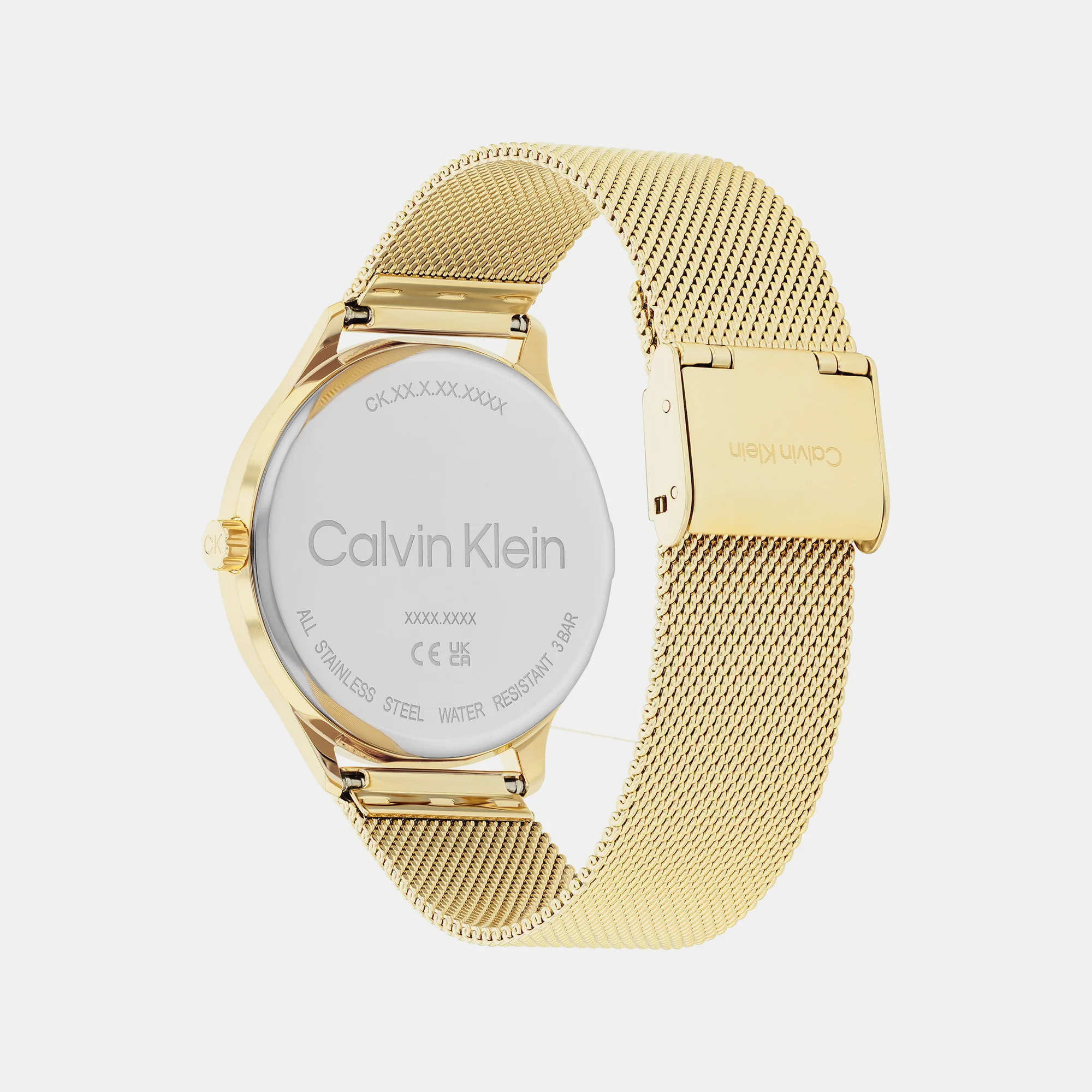 Ck Dress Women Quartz Gold Dial Multi-Function Mesh Watch 25200372 - Image 4