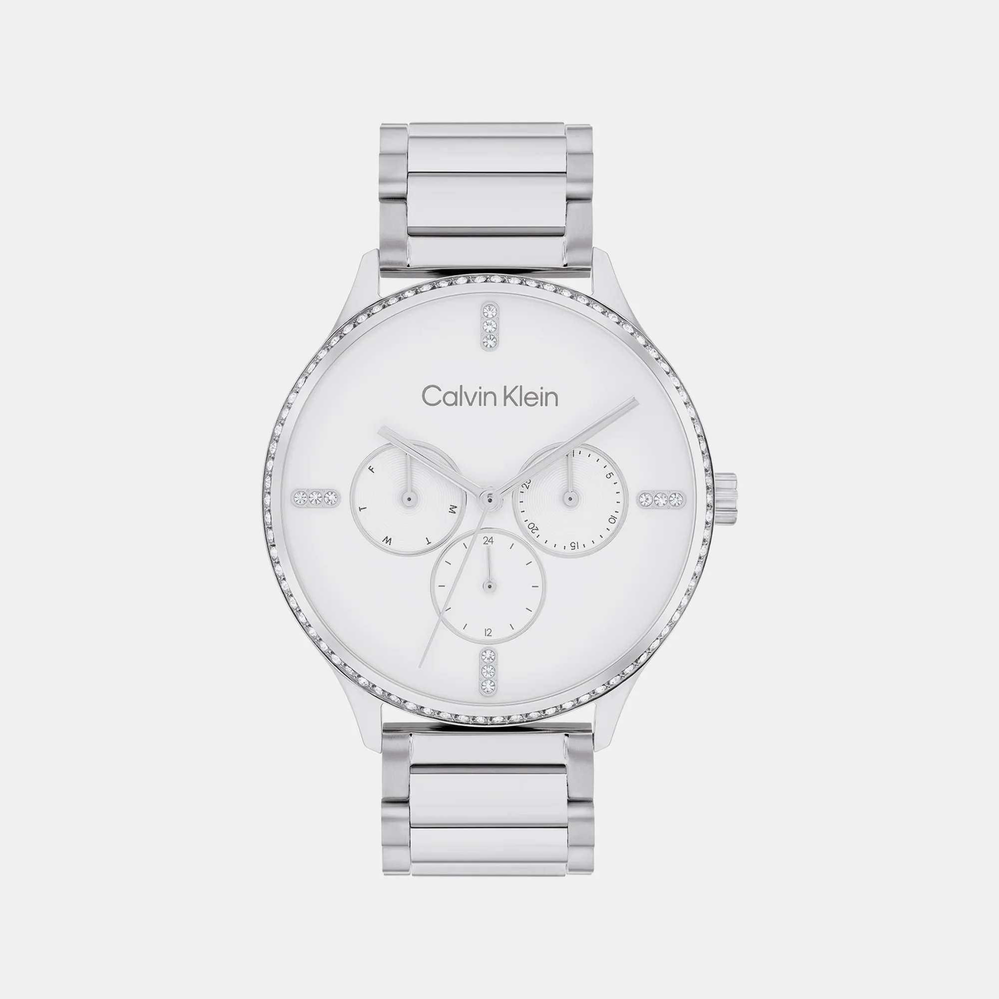 Ck Dress Women Quartz White Dial Multi-Function Stainless Steel Watch 25200373