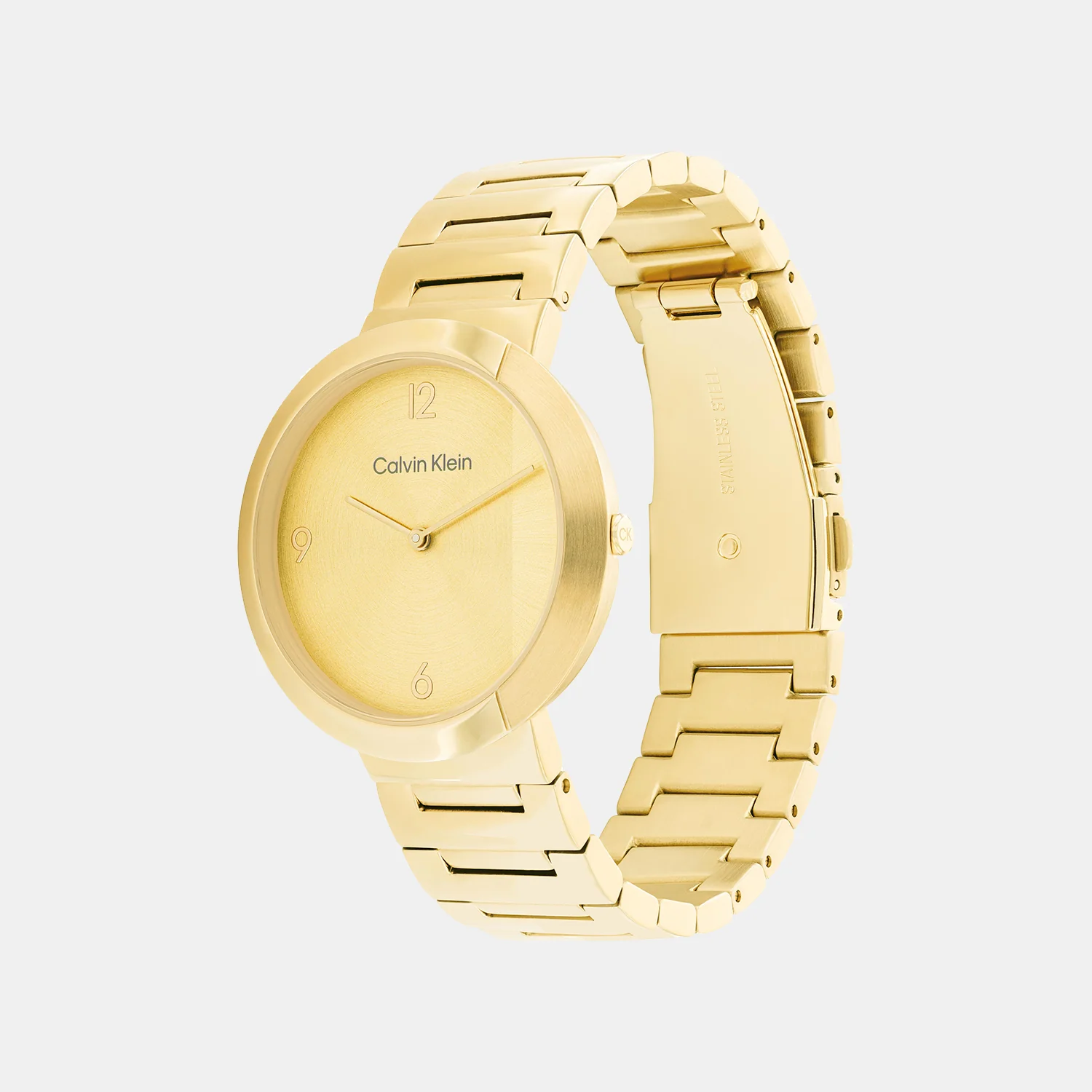 Ck Eccentric Unisex Quartz Gold Dial Analog Stainless Steel Watch 25200290 - Image 2