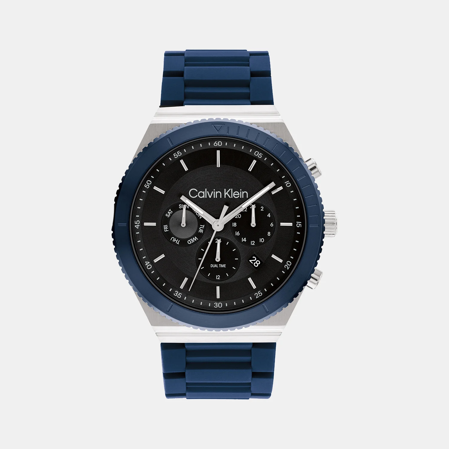 Ck Fearless Men Quartz Black Dial Chronograph Silicone Watch 25200307