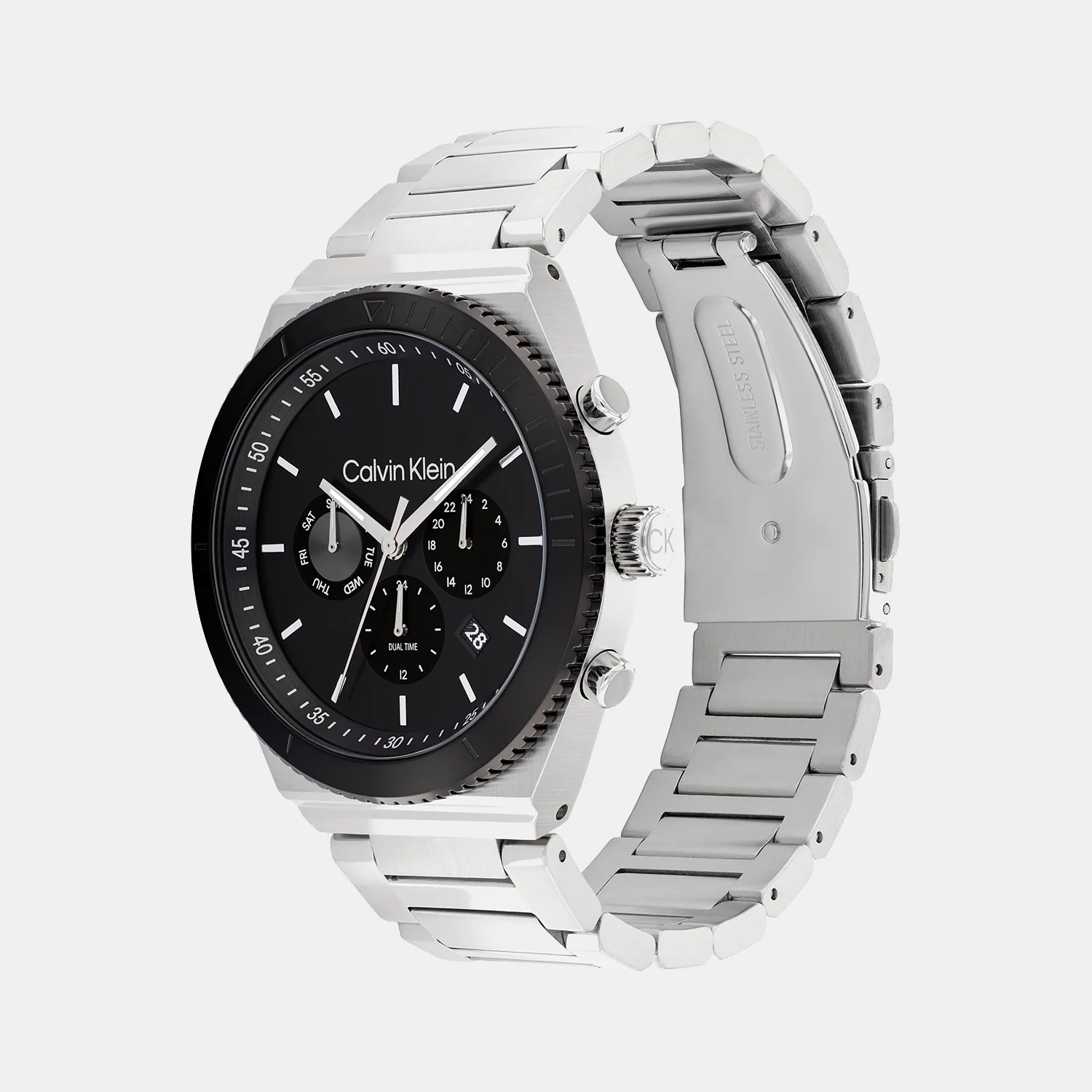 Ck Fearless Men Quartz Black Dial Chronograph Stainless Steel Watch 25200301 - Image 2