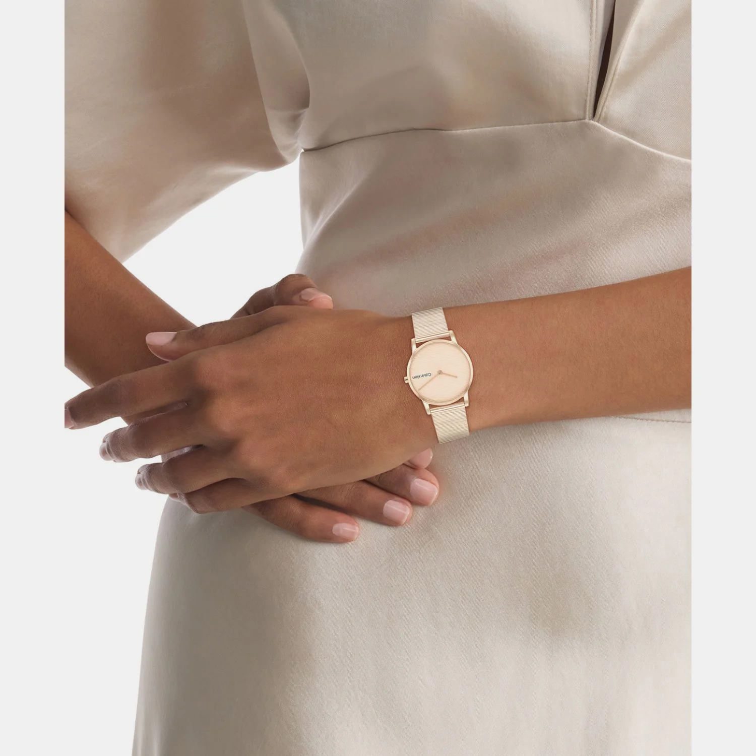 Ck Feel Women Quartz Carnation Gold Dial Analog Mesh Watch 25100036 - Image 4