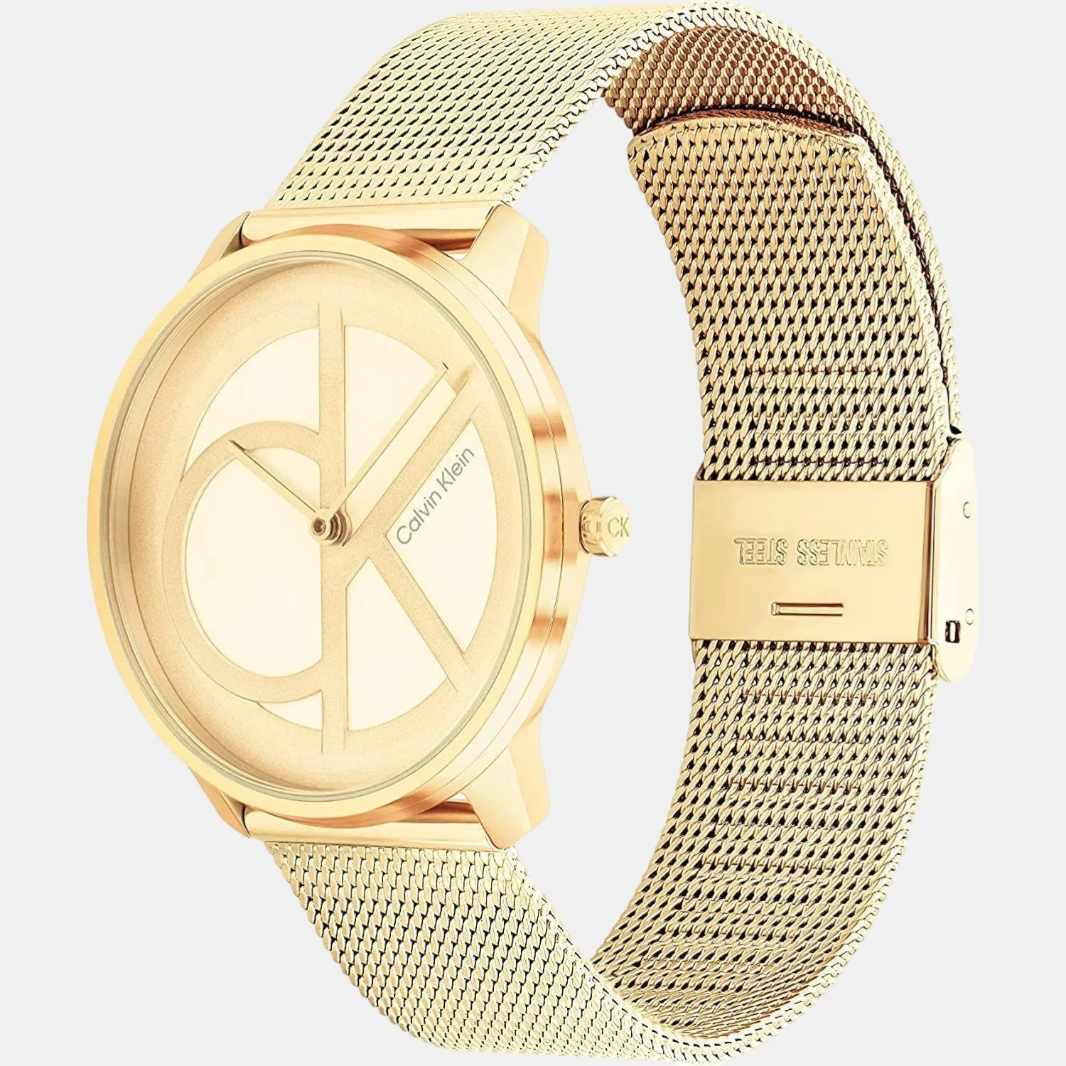 Ck Iconic Unisex Quartz Yellow Dial Analog Stainless Steel Watch 25200034 - Image 2