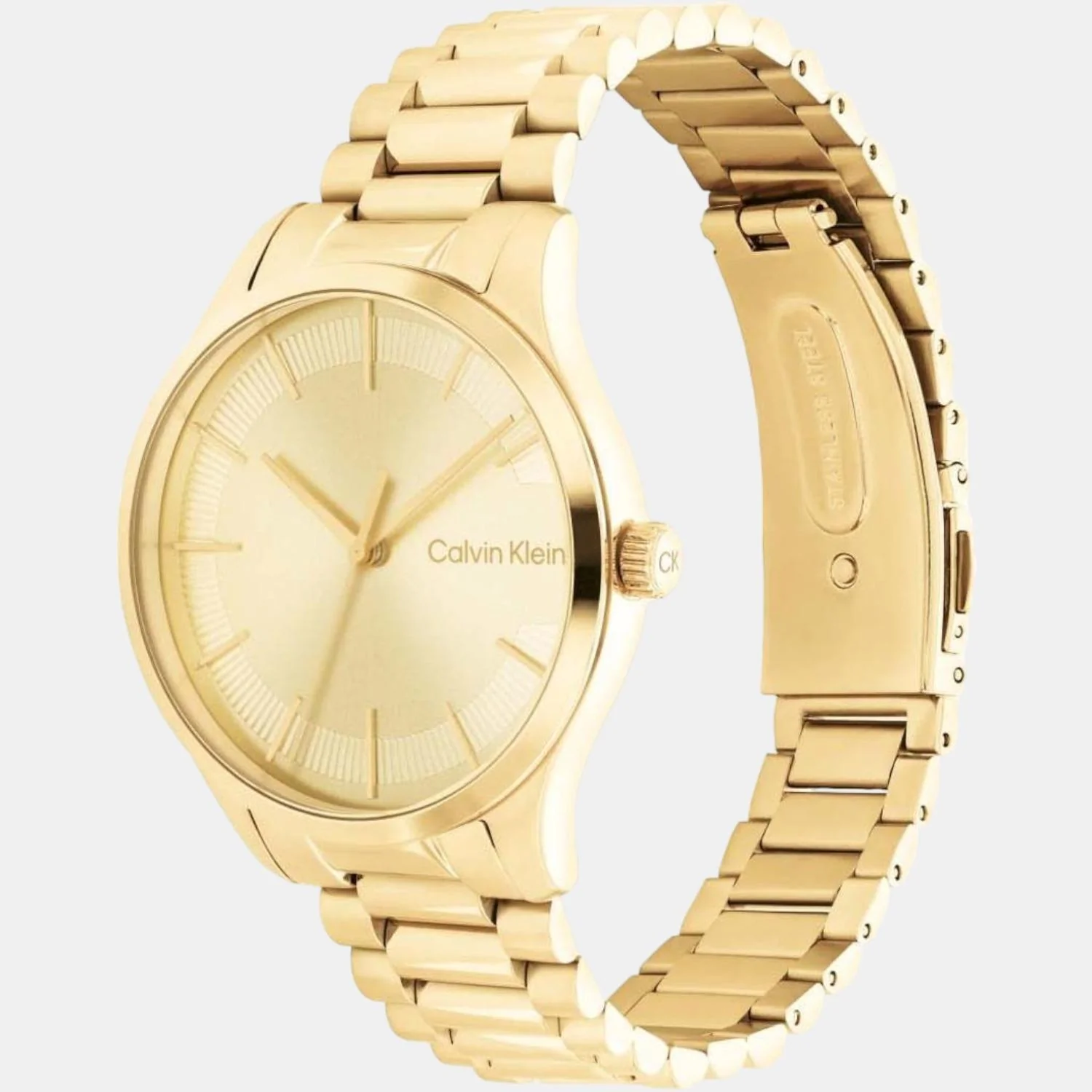 Ck Iconic Unisex Quartz Yellow Dial Analog Stainless Steel Watch 25200043 - Image 3