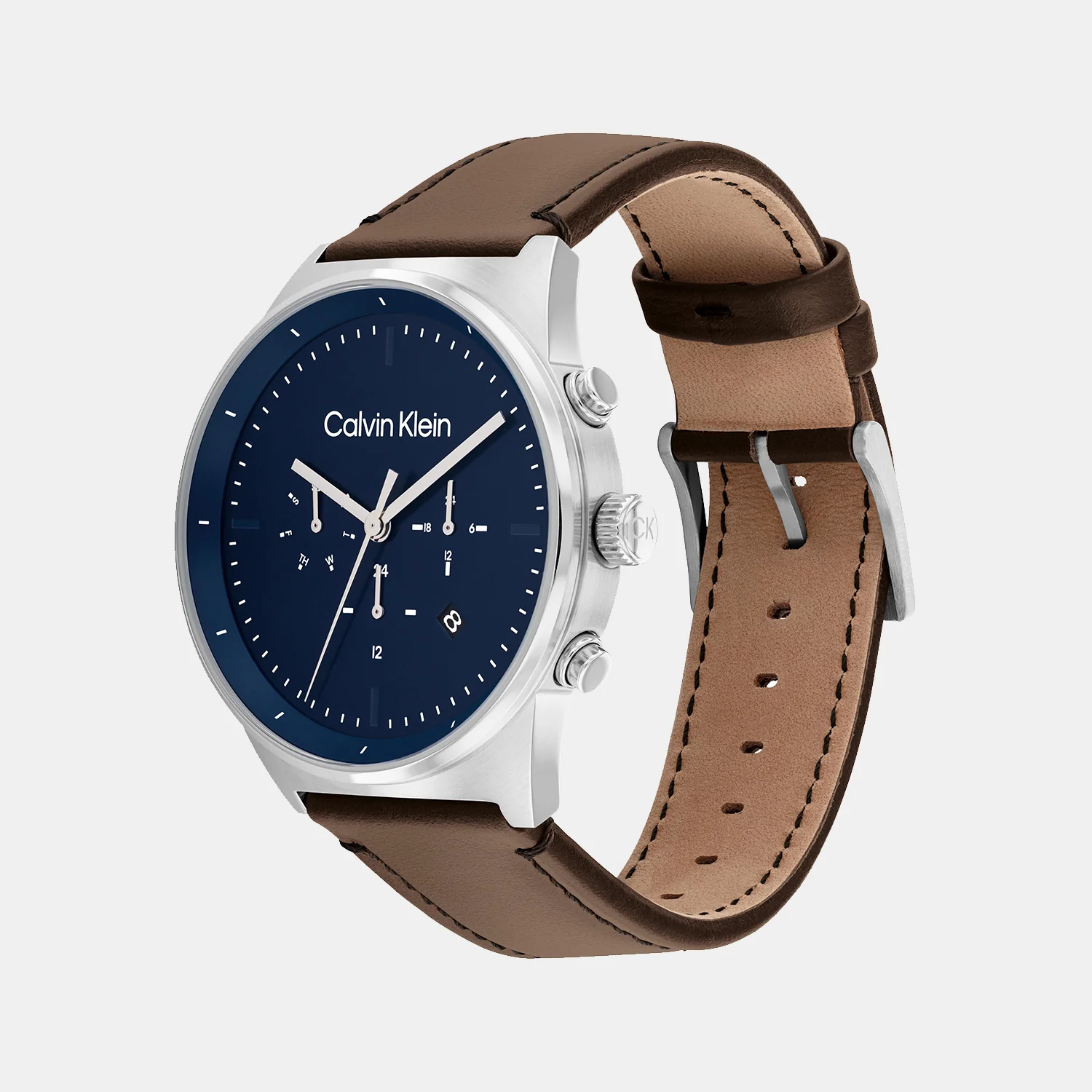 Ck Impressive Men Quartz Blue Dial Chronograph Leather Watch 25200300 - Image 2
