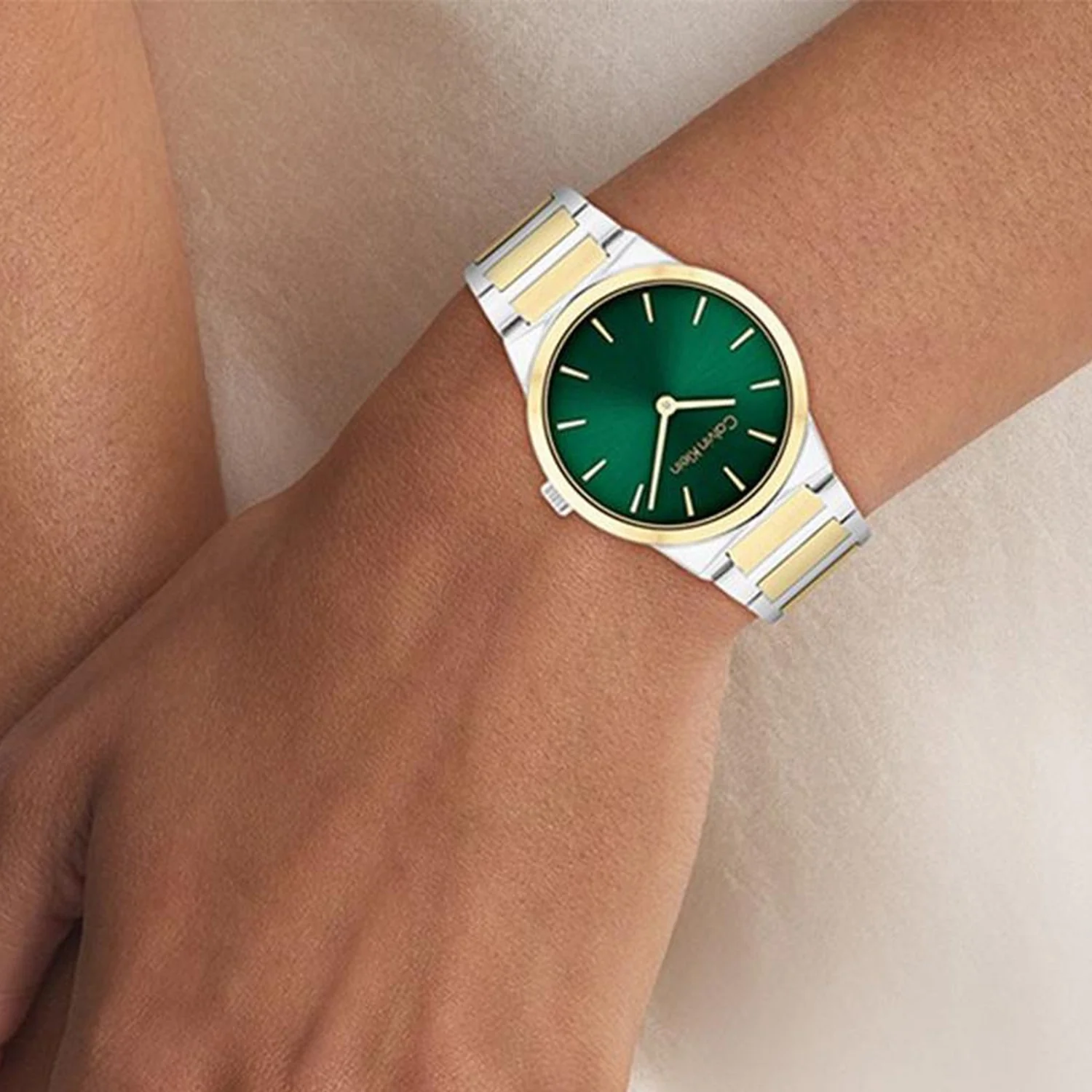 Ck Linear Elegance Women Quartz Green Dial Analog Stainless Steel Watch 25100114 - Image 5