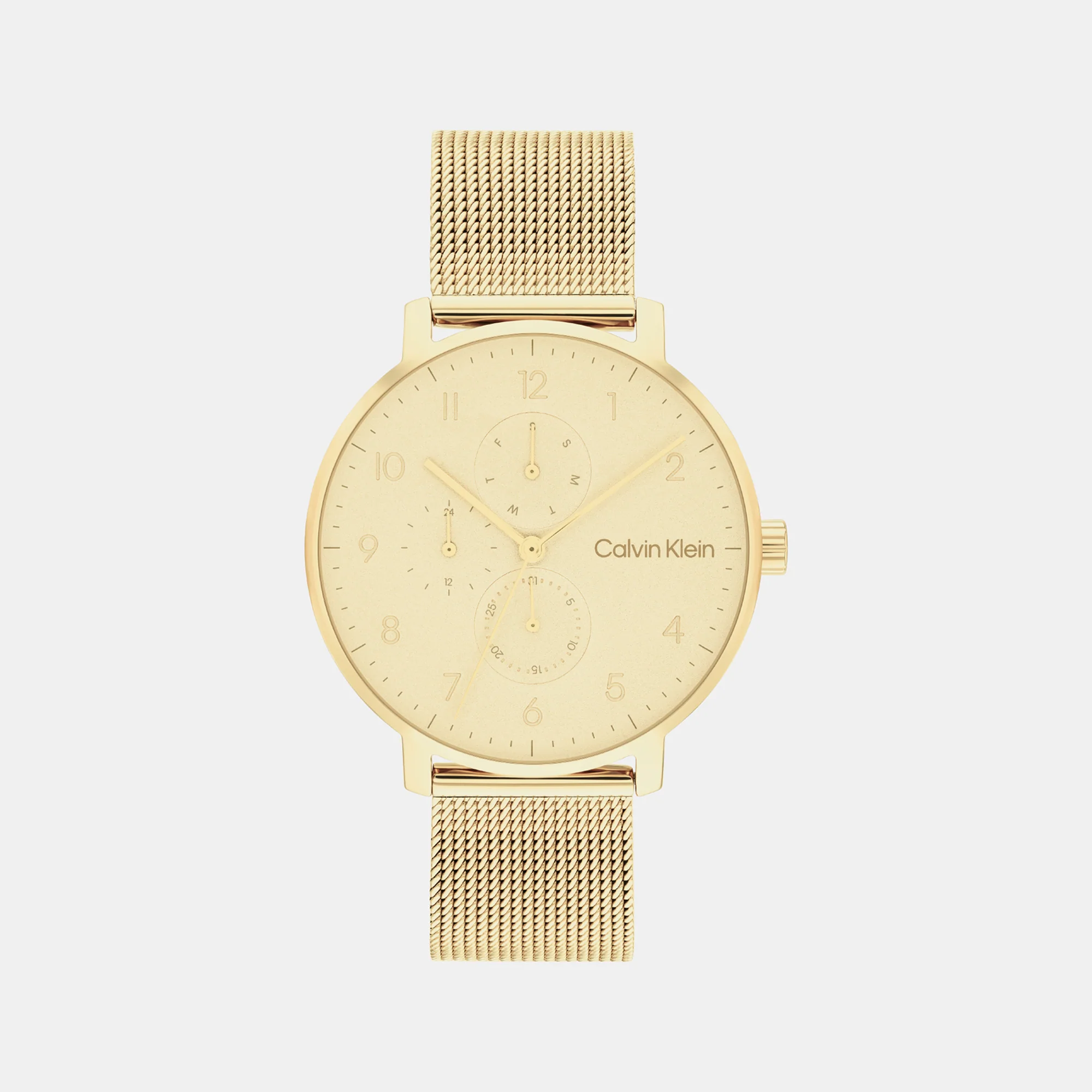 Ck Stun Unisex Quartz Champagne Dial Analog Mesh Watch 25200403