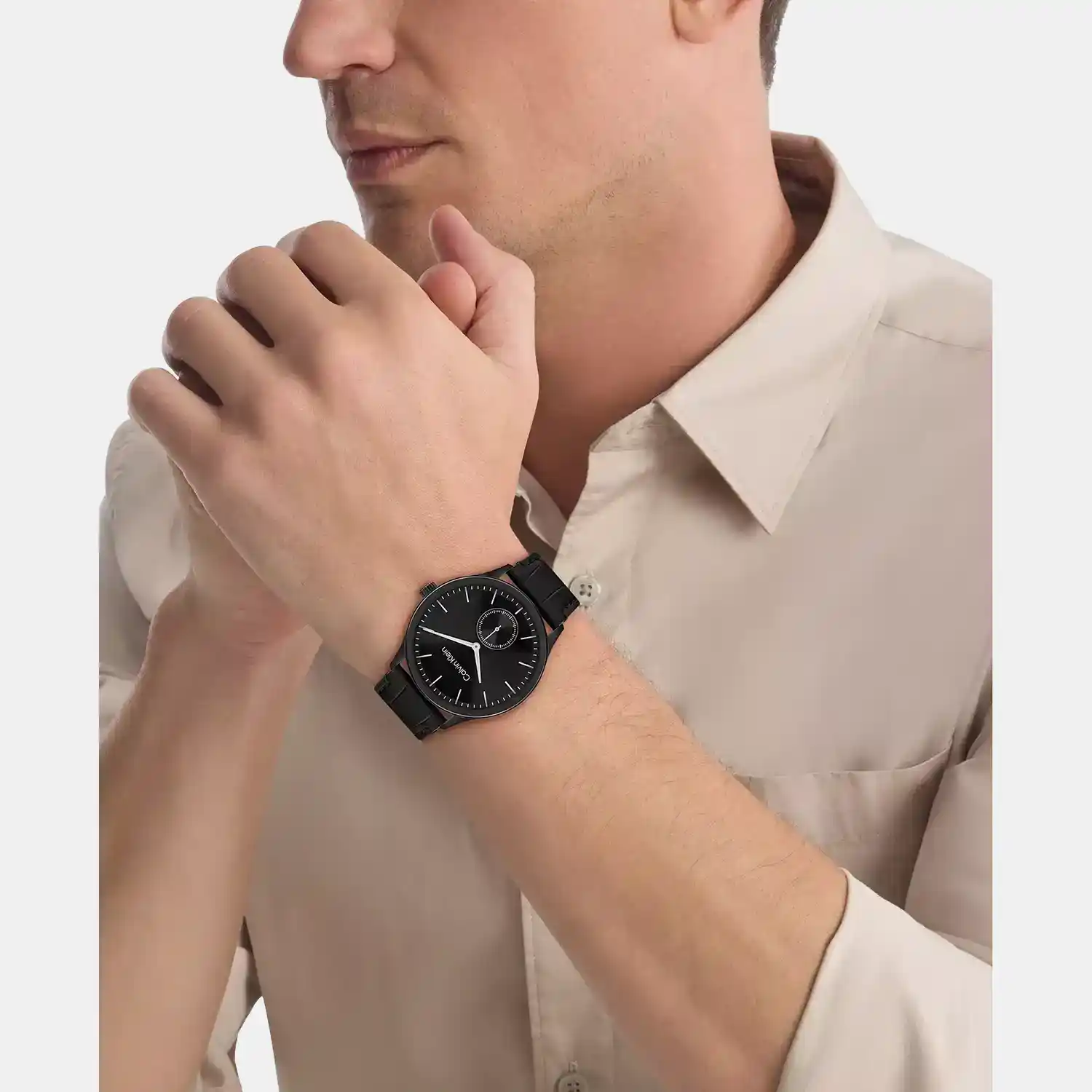 Ck Tailored Men Quartz Black Dial Analog Leather Watch 25200555 - Image 4
