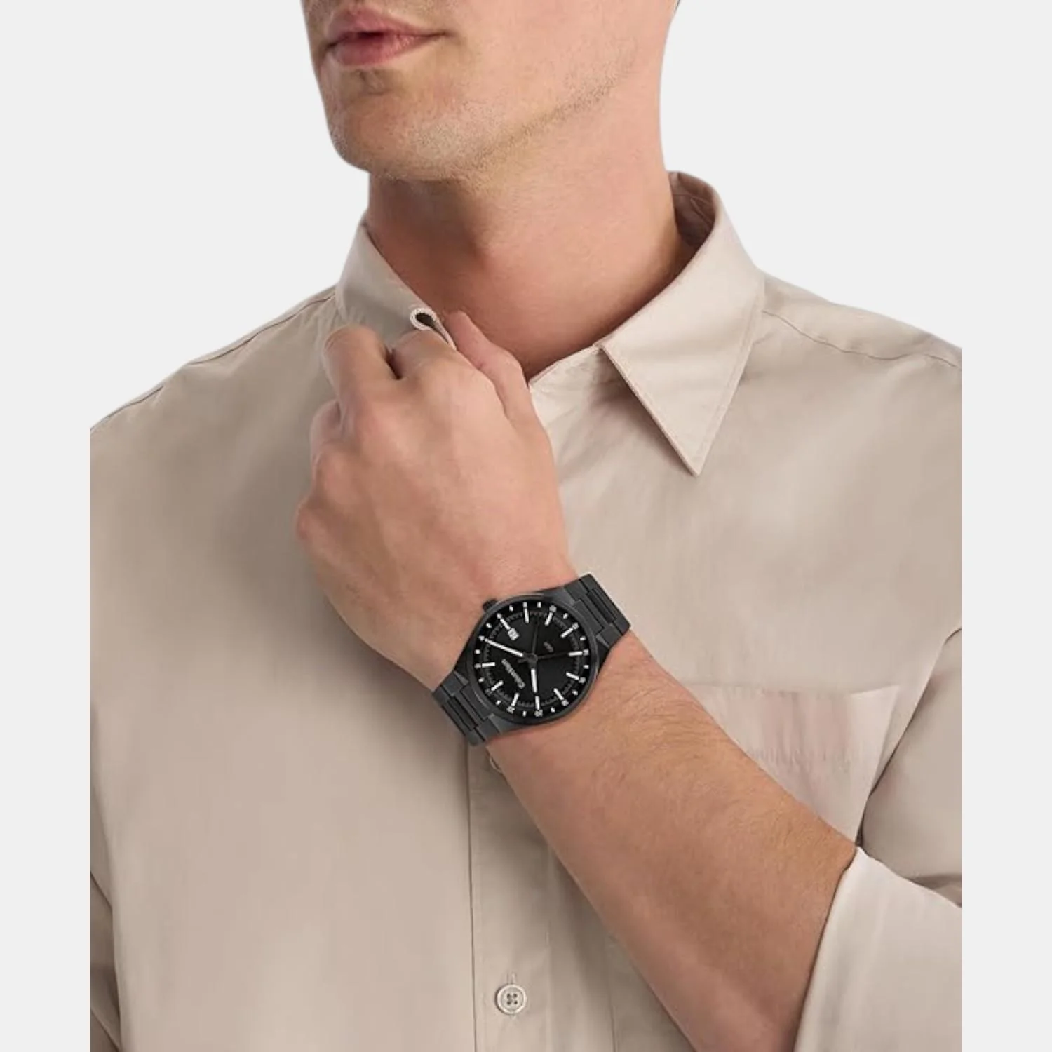 Distinguish Men Quartz Black Dial Analog Stainless Steel Watch 25200490 - Image 4