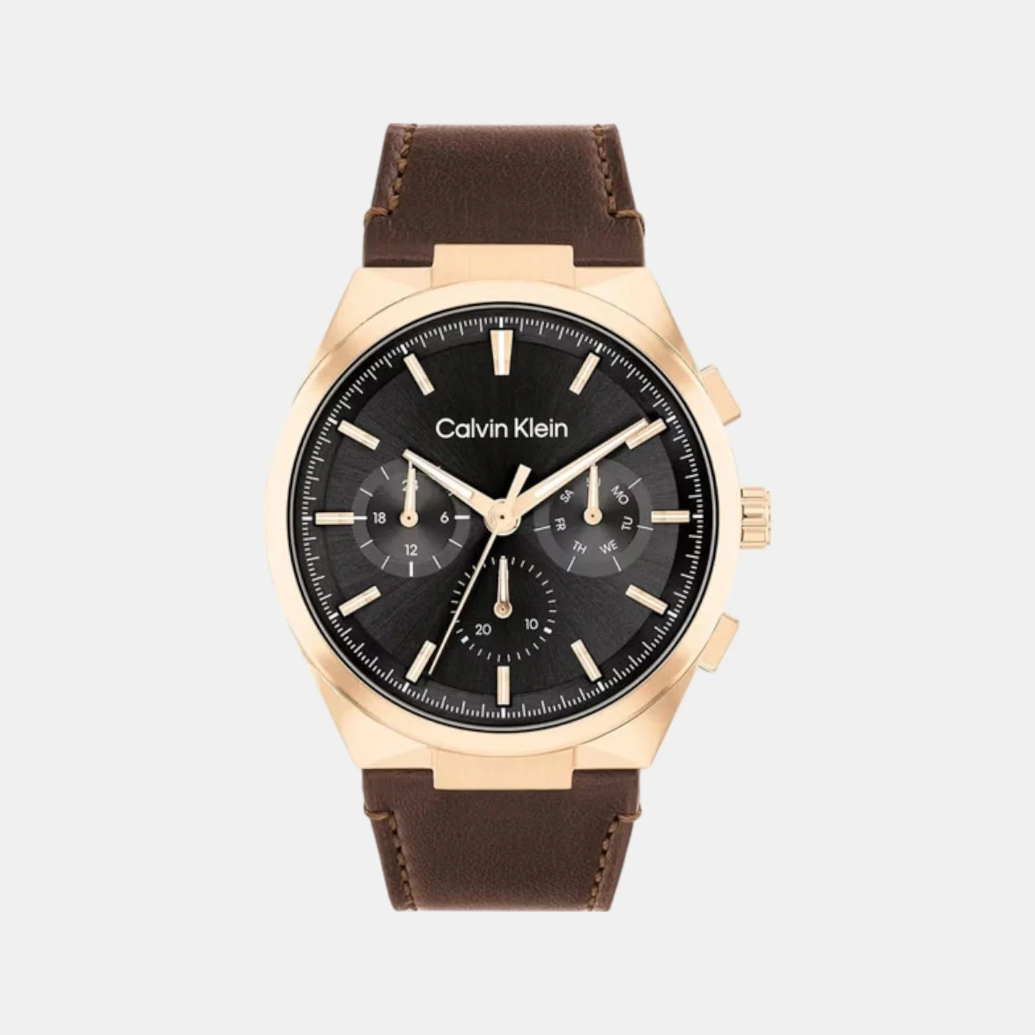 Distinguish Men Quartz Black Dial Multi-Function Leather Watch 25200507 - Image 2