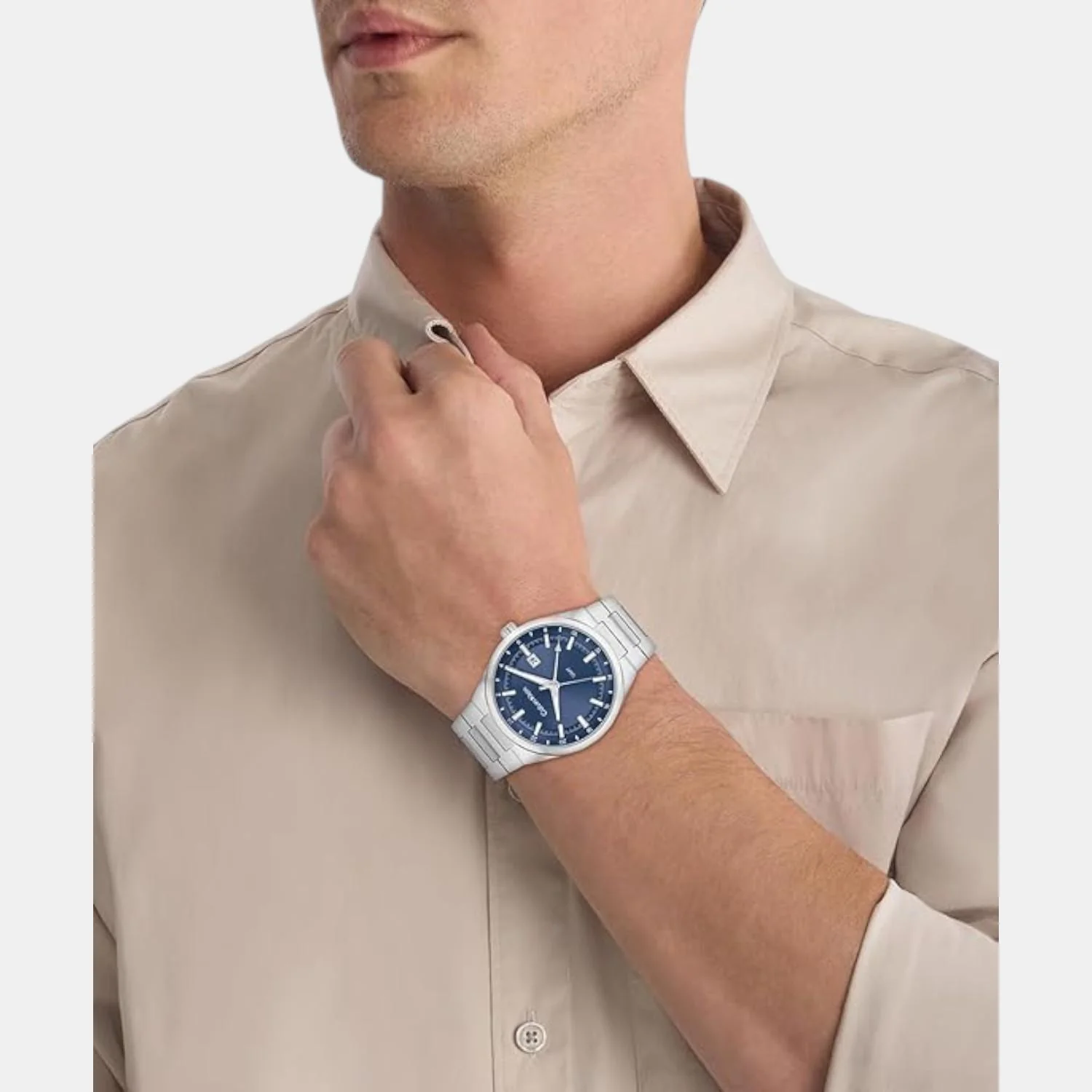 Distinguish Men Quartz Blue Dial Analog Stainless Steel Watch 25200488 - Image 4
