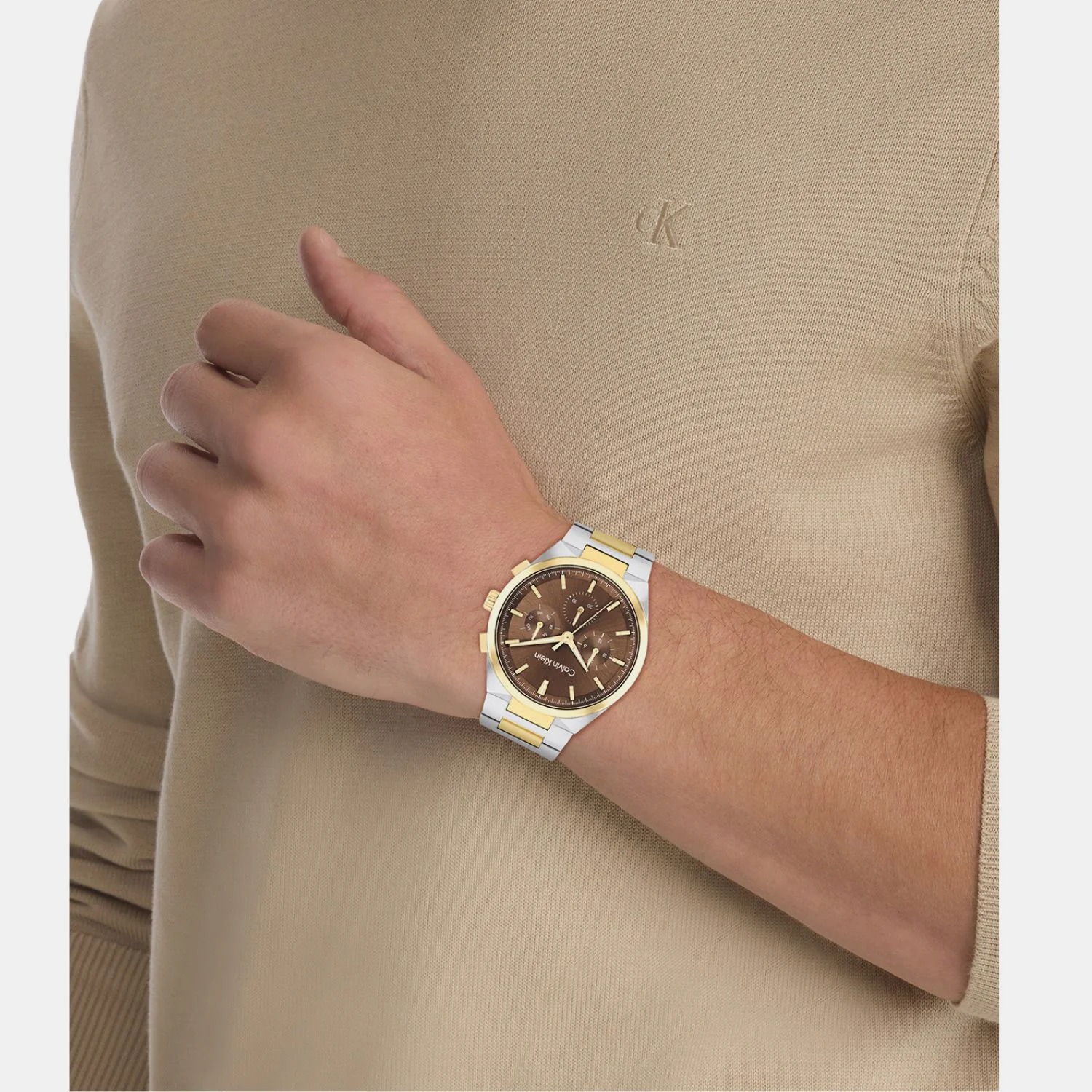 Distinguish Men Quartz Dark Brown Dial Multi-Function Stainless Steel Watch 25200442 - Image 5