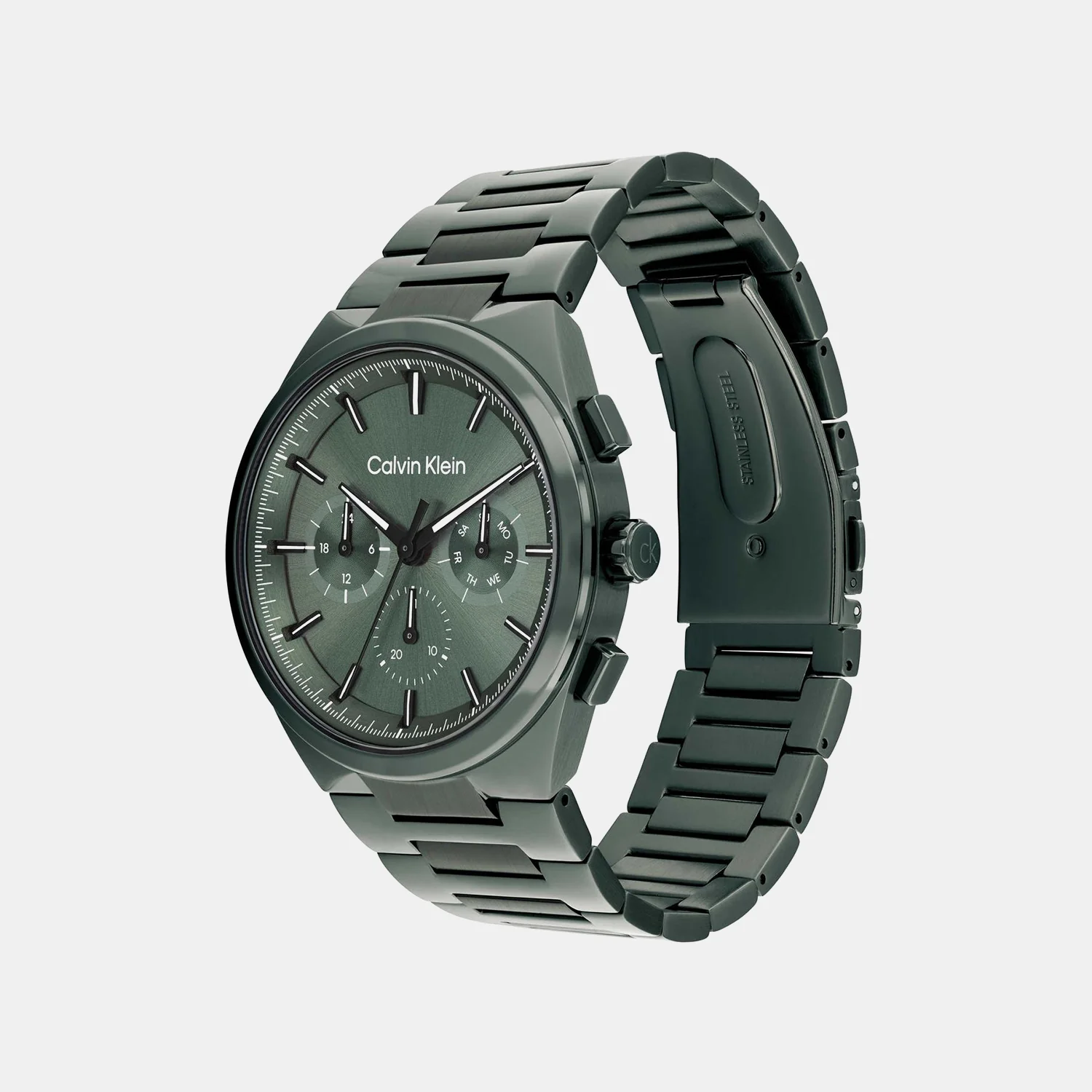 Distinguish Men Quartz Green Dial Multi-Function Stainless Steel Watch 25200535 - Image 2