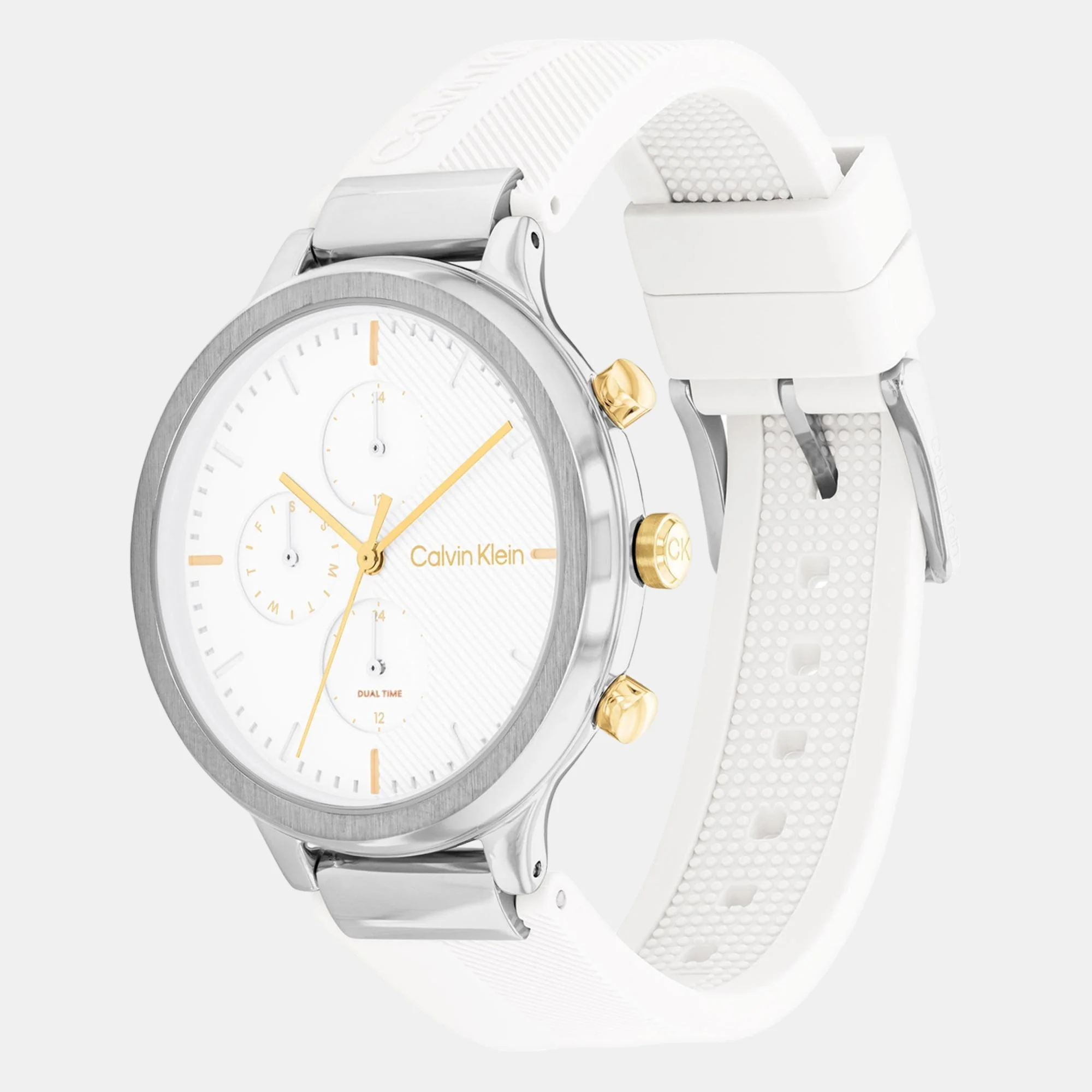 Energize Women Quartz White Dial Chronograph Silicone Watch 25200244 - Image 2