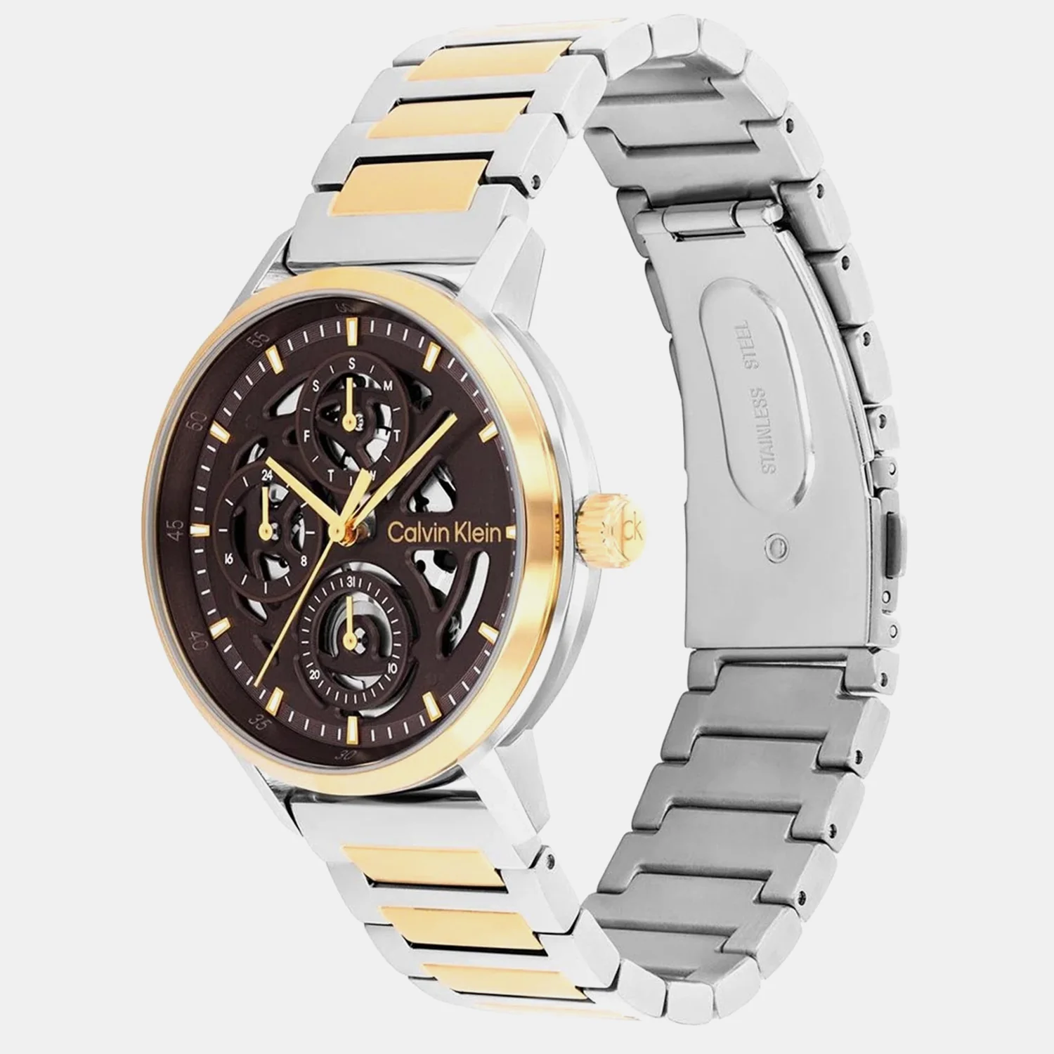 Gauge Men Quartz Brown Dial Multi-Function Stainless Steel Watch 25200564 - Image 2