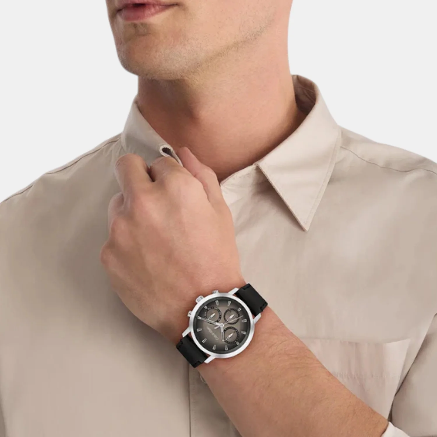Gauge Men Quartz Dark Brown Dial Multi-Function Leather Watch 25200496 - Image 4