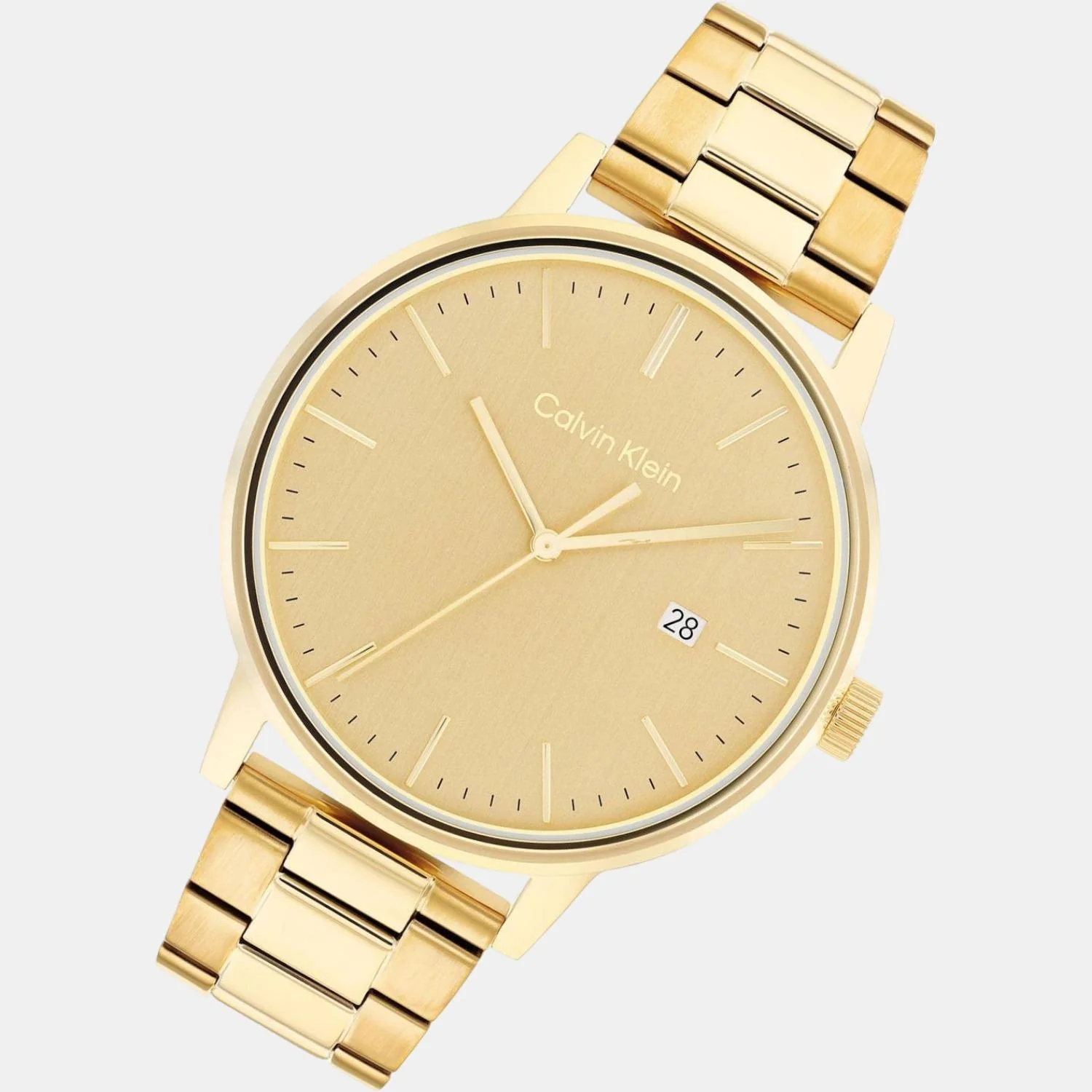 Linked Bracelet Men Quartz Gold Dial Analog Stainless Steel Watch 25200056 - Image 2